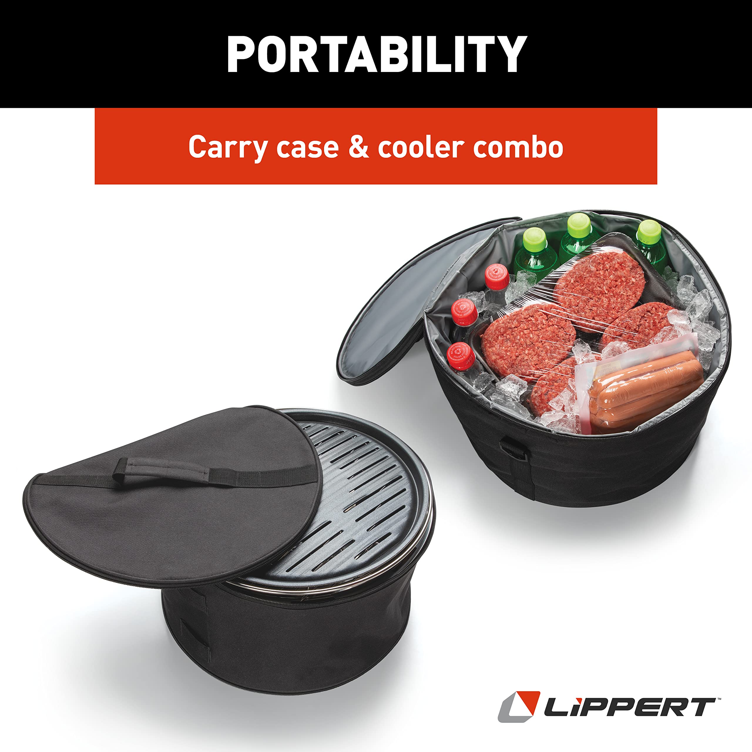 Lippert Portable Grill Odyssey - Compact and Versatile Charcoal Grill for Camping, Tailgating, and Outdoor Cooking - Lightweight and Durable Design with Large Cooking Surface - Green