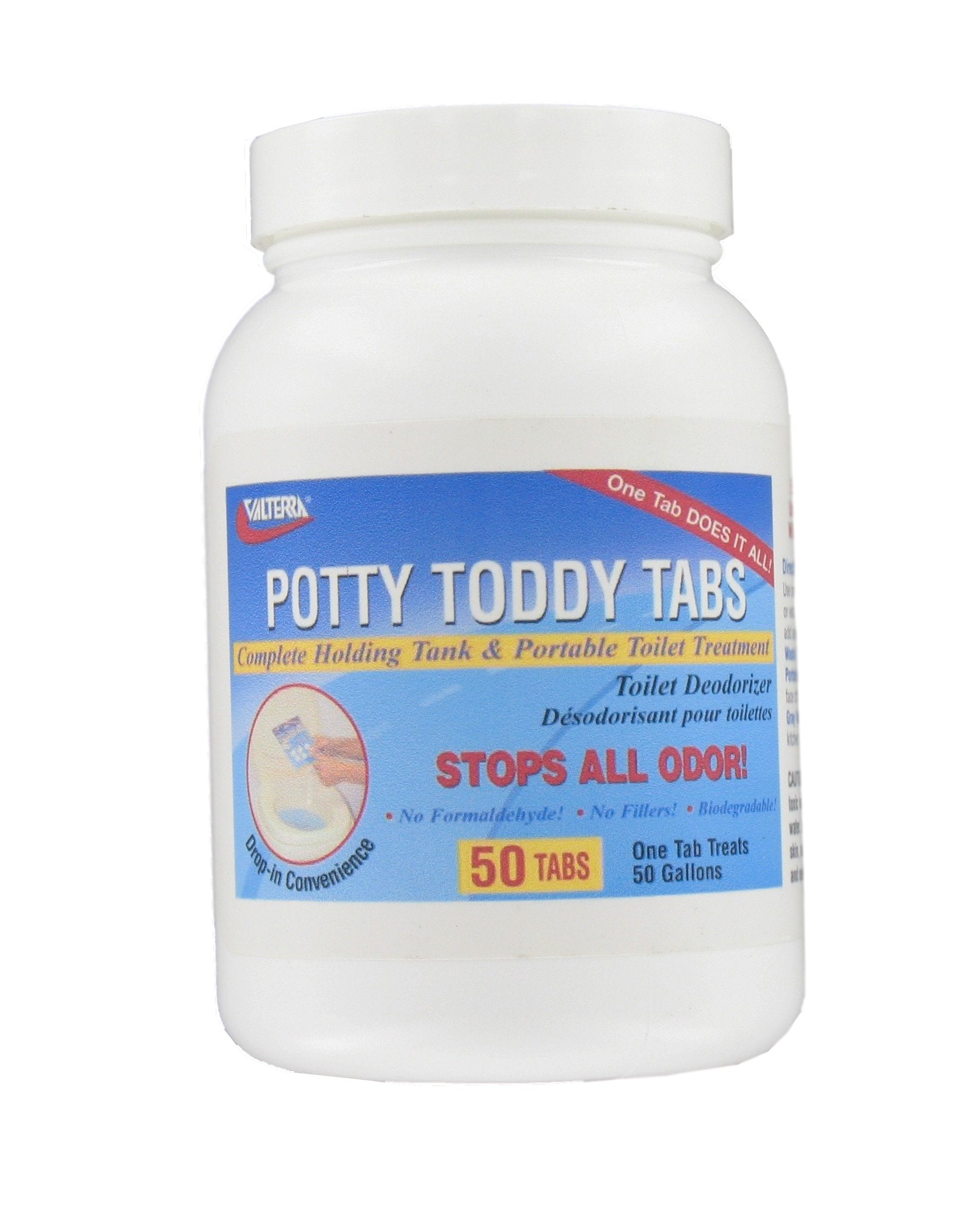Potty Toddy Tabs Valterra Q5004 - 50/Bottle, White