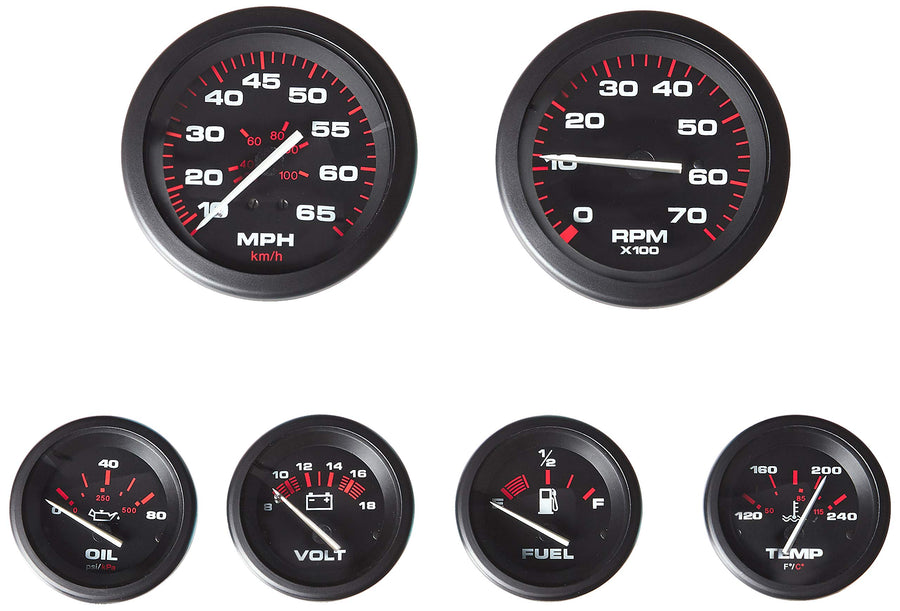 Amega Sierra 68363P Domed 6-Gauge Inboard/Sterndrive Instrument Set, Large