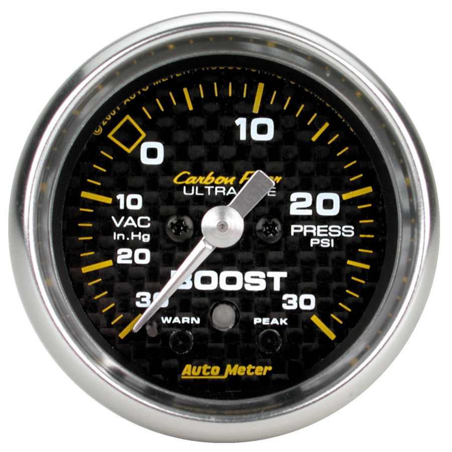 Auto Meter Carbon Fiber 4777 Electric Boost/Vacuum Gauge,2.3125 in.