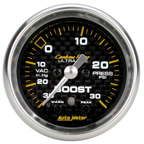 Auto Meter Carbon Fiber 4777 Electric Boost/Vacuum Gauge,2.3125 in.