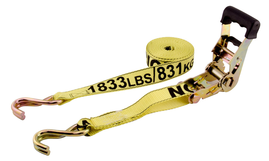 Heavy Duty Erickson 32200 Ratcheting Tie-Down Strap, 2 Pack (Rubber Handle, 1.5" x 15', 5500lb Load Capacity)