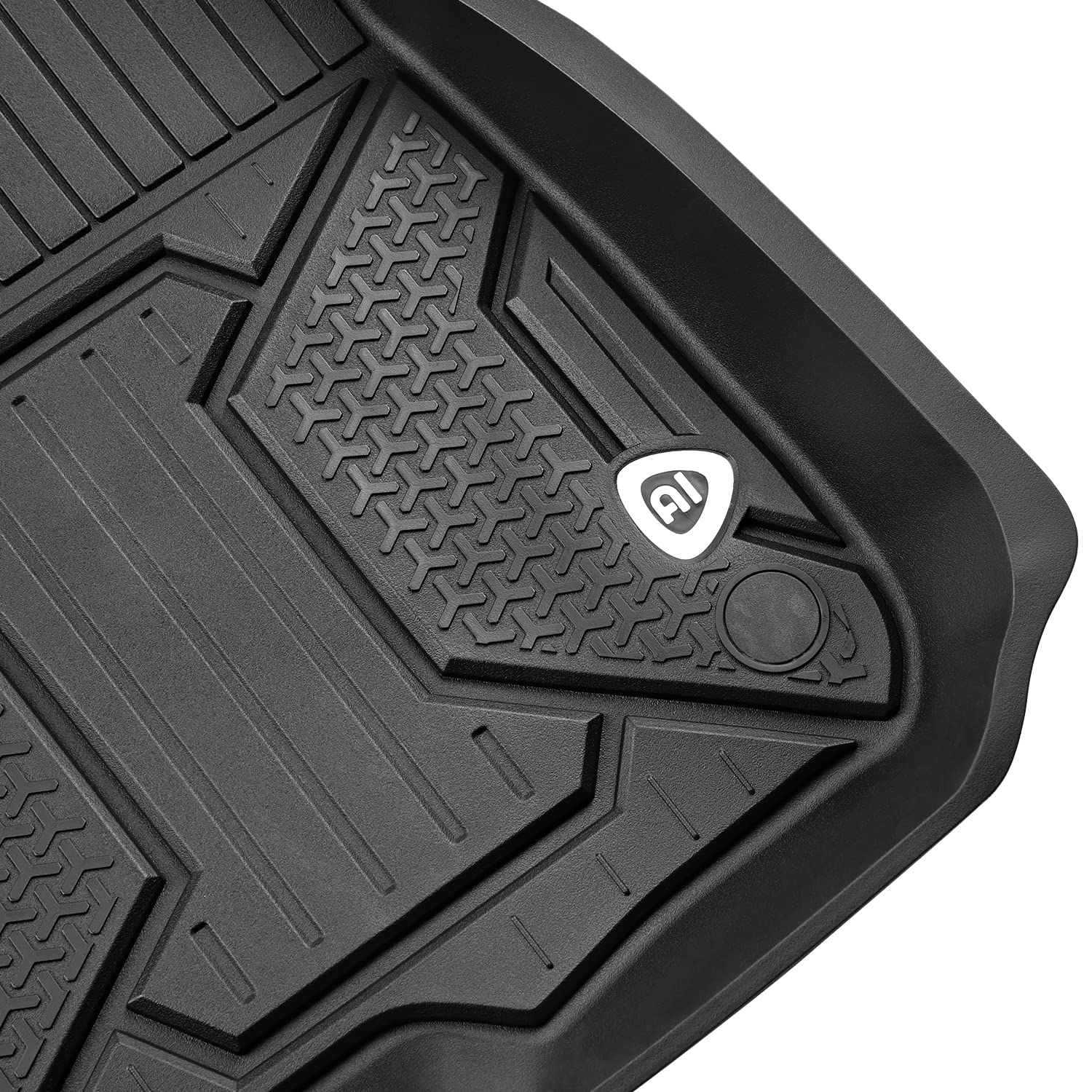 3PC Spec-D Tuning All-Weather Black Injection-Molded TPE Front+Rear Floor Mats Compatible with 2017-2022 Honda CRV