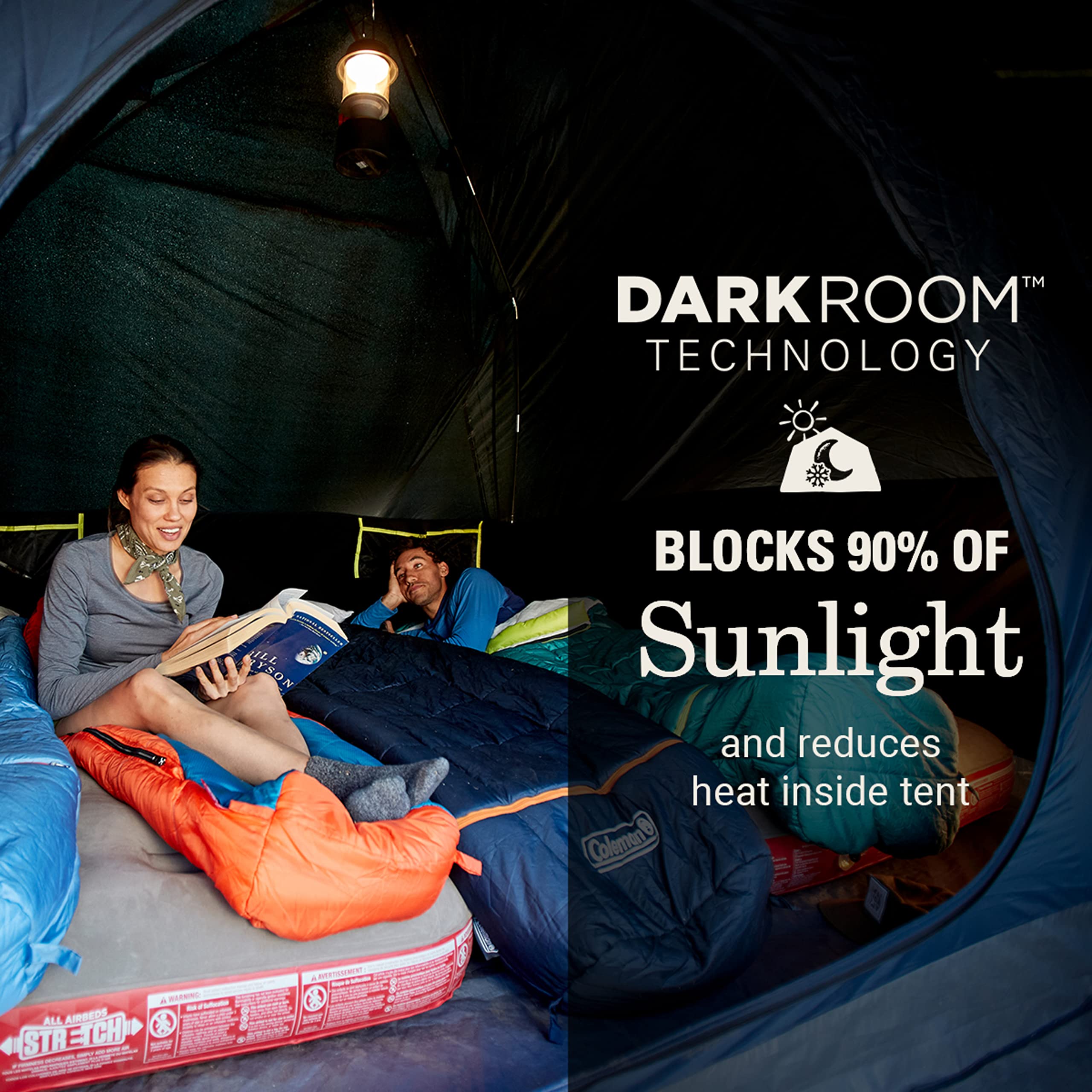 Coleman Camping Tent Skydome with Dark Room Technology, 6 Person with Screen Room