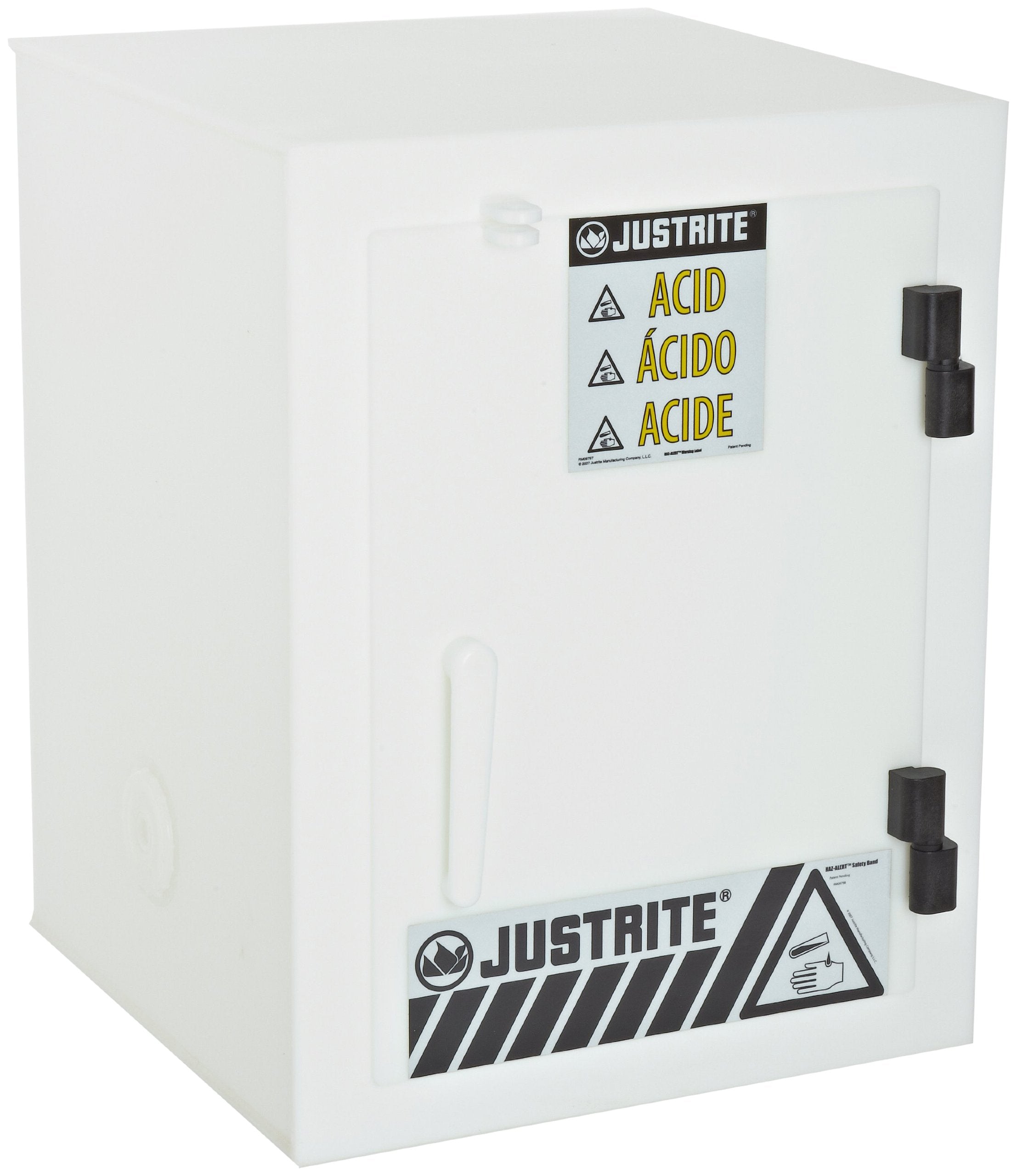 Justrite 24004- Six Bottles 2.5 Liter, 22" x 17" x 17" (H x W x D) Size, Countertop Solid Polyethylene Acid Cabinets