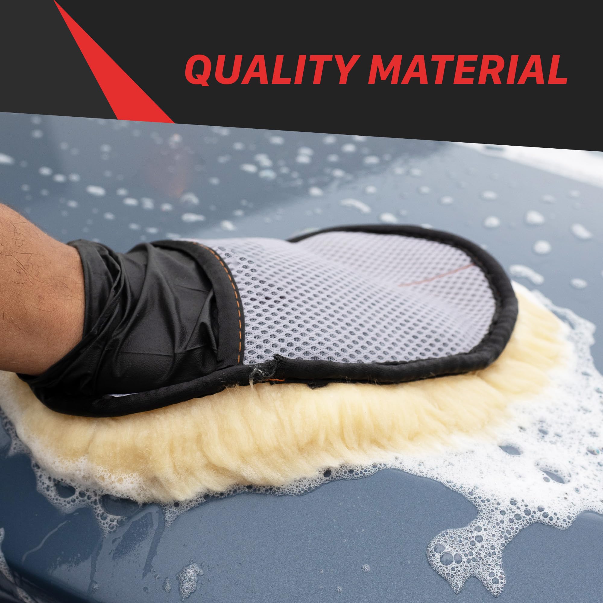 Maxshine Premium Universal Sheepskin Wool Wash Mitt – Ultra-Soft Real Lambswool Glove for Car Washing – Gentle, Scratch-Free Cleaning Pad for Safe Car Detailing & Paint Protection