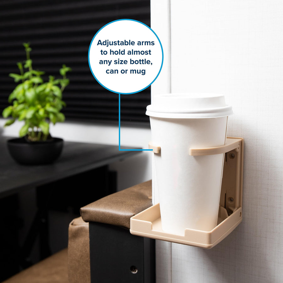 Camco Drink Holder Camper/RV - Features Adjustable Space-Saving Design & Holds Almost Any Size Mug, Cup, Bottle or Can - Extra Cup Holder for Cars, Trucks, RVs, Vans, Boats, and More - Khaki (44042)