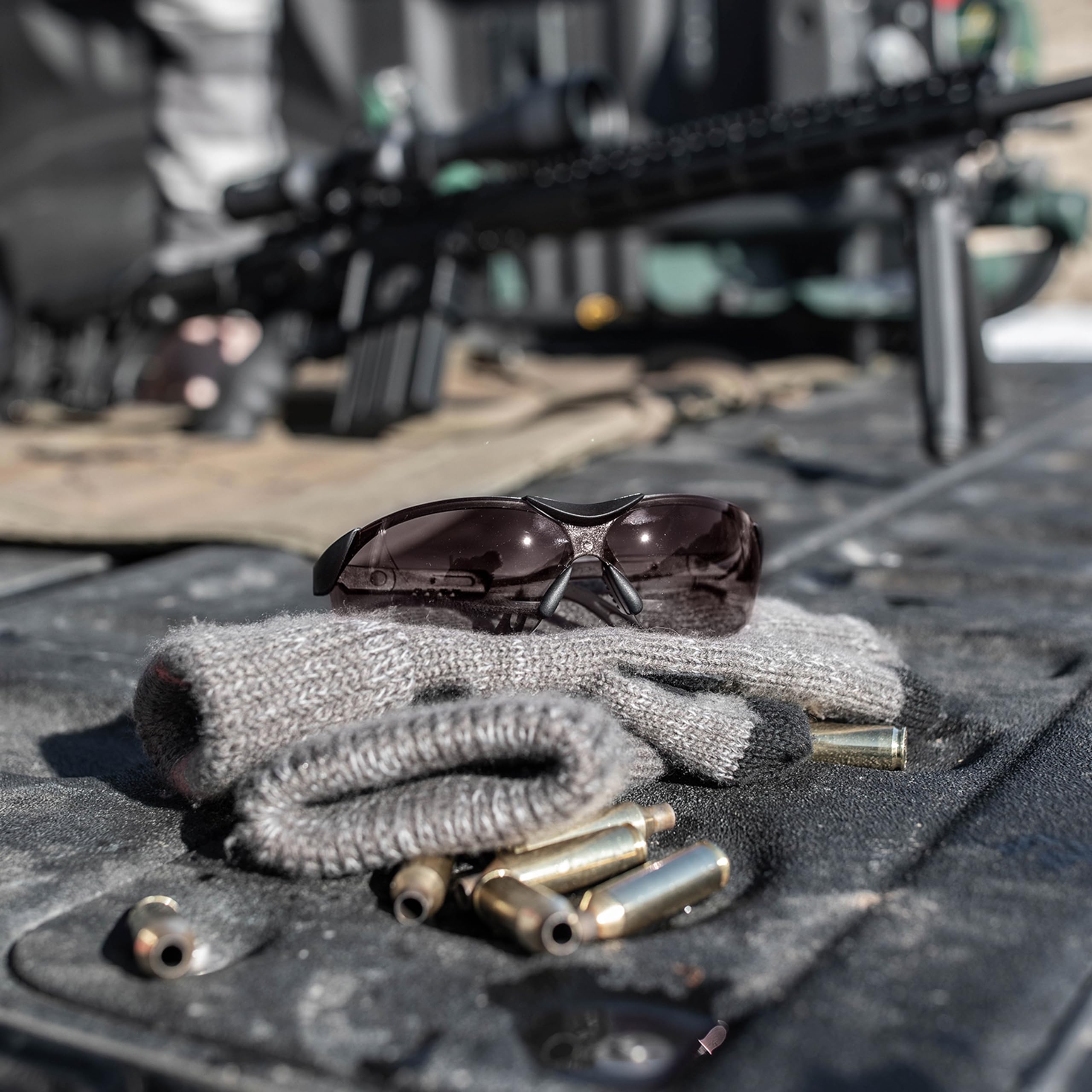 Walker's Tanker IKON Open Full Frame Shooting Glasses | Impact-Resistant Non-Slip Frame Range Shooting Protective Ballistic Glasses, Microfiber Lens Cloth & Carry Case Included, Smoke