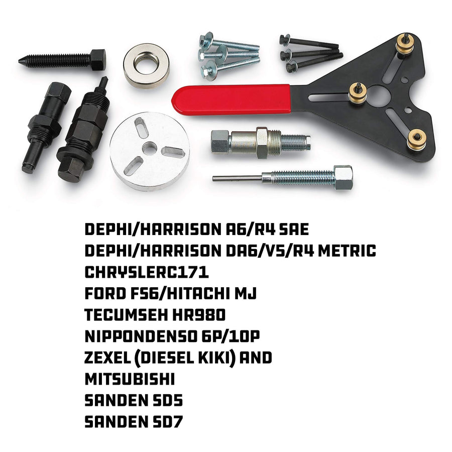 Powerbuilt Air Conditioning Clutch Tool Remove and Install Kit, AC Compressor Clutches Installer and Remover, Holding Tools, Storage Case - 948995,Silver
