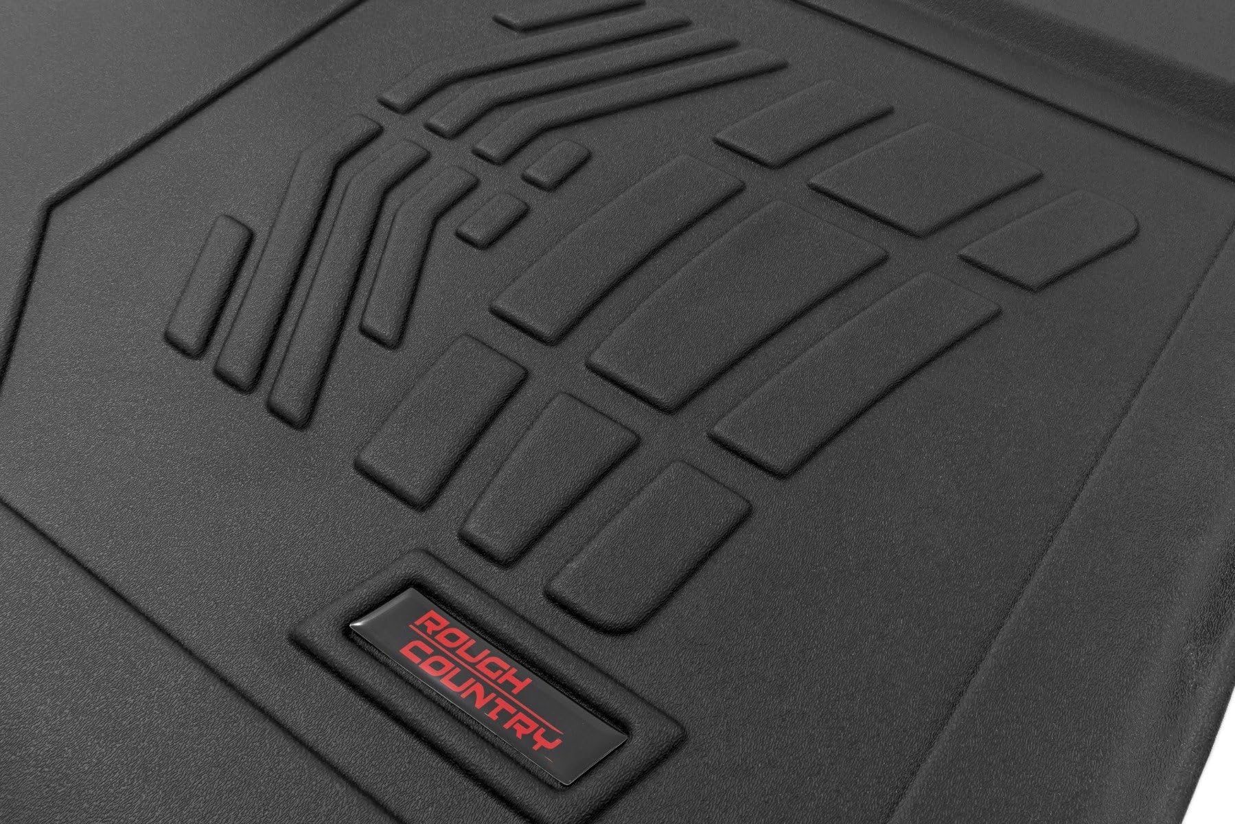 Sure-Fit Rough Country Floor Mats for Chevy Silverado & GMC Sierra 1500/2500HD/3500HD (2019-2025) Bench Seat - Waterproof, Non-Slip Flexible Floor Mat, Front & Rear Set