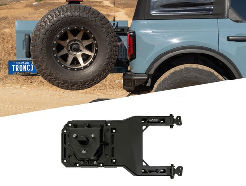 Offroad DV8 Tire Carrier for 2021-2025 Ford Bronco | Heavy-Duty Design | Absorbs Weight of Spare Tire & Tailgate Door | Included Third Brake Light Extension | Fully Bolt-On Installation | Steel