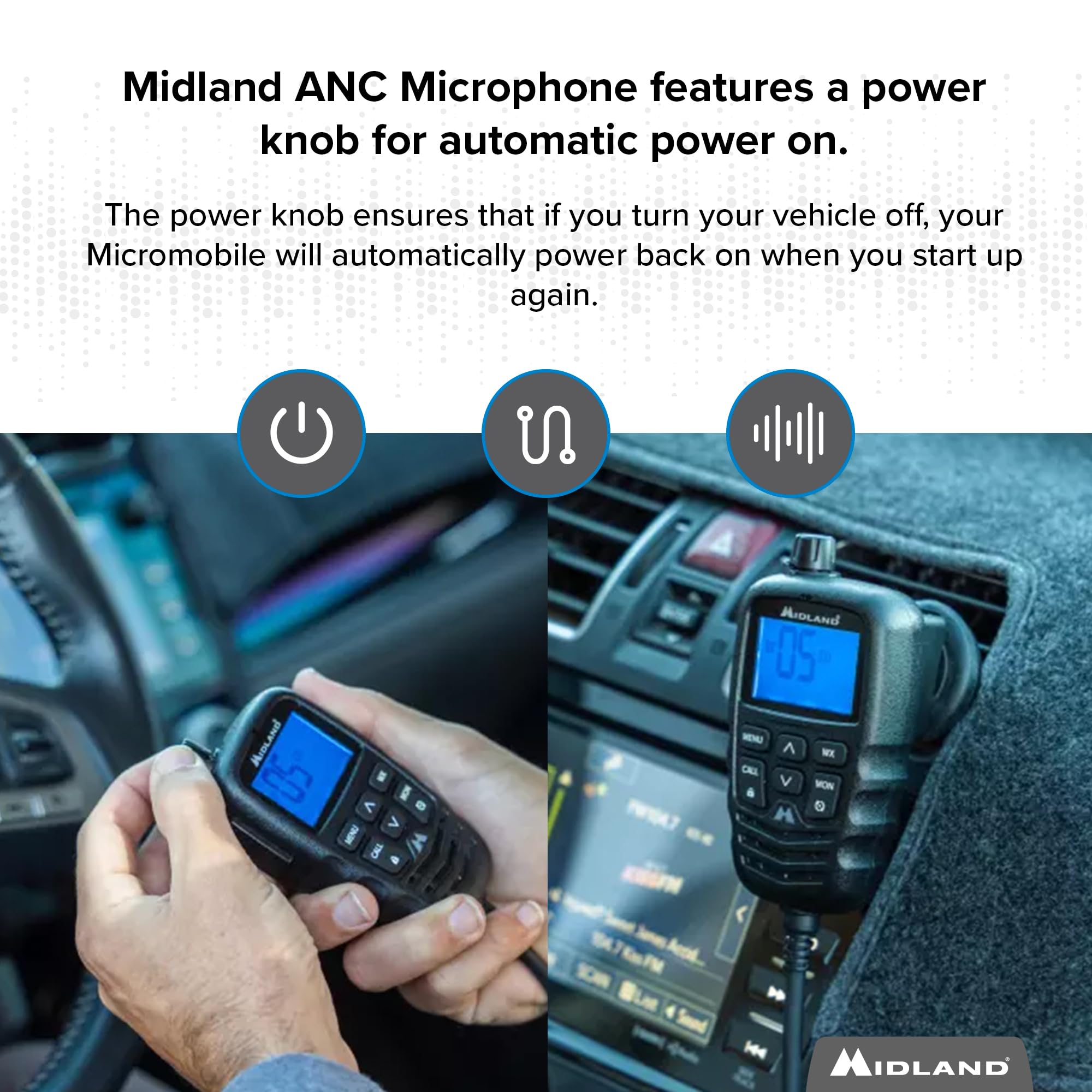 MXMC01 – Midland | Replacement Microphone for MXT275 & MXT575 – ANC Automatic Noise Canceling Electronic Microphone – Off-Roading Loud and Open-Air Vehicle - GMRS Farming Overlanding