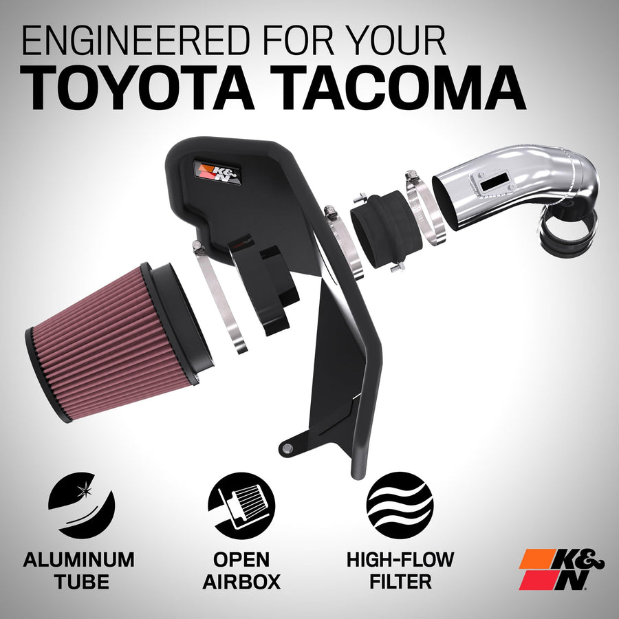 Cold Air Intake System K&N: High-Flow Air Filter, Increase Performance & Towing: Compatible with 2024-2025 Toyota: Land Cruiser, Tacoma, 77-9043KP