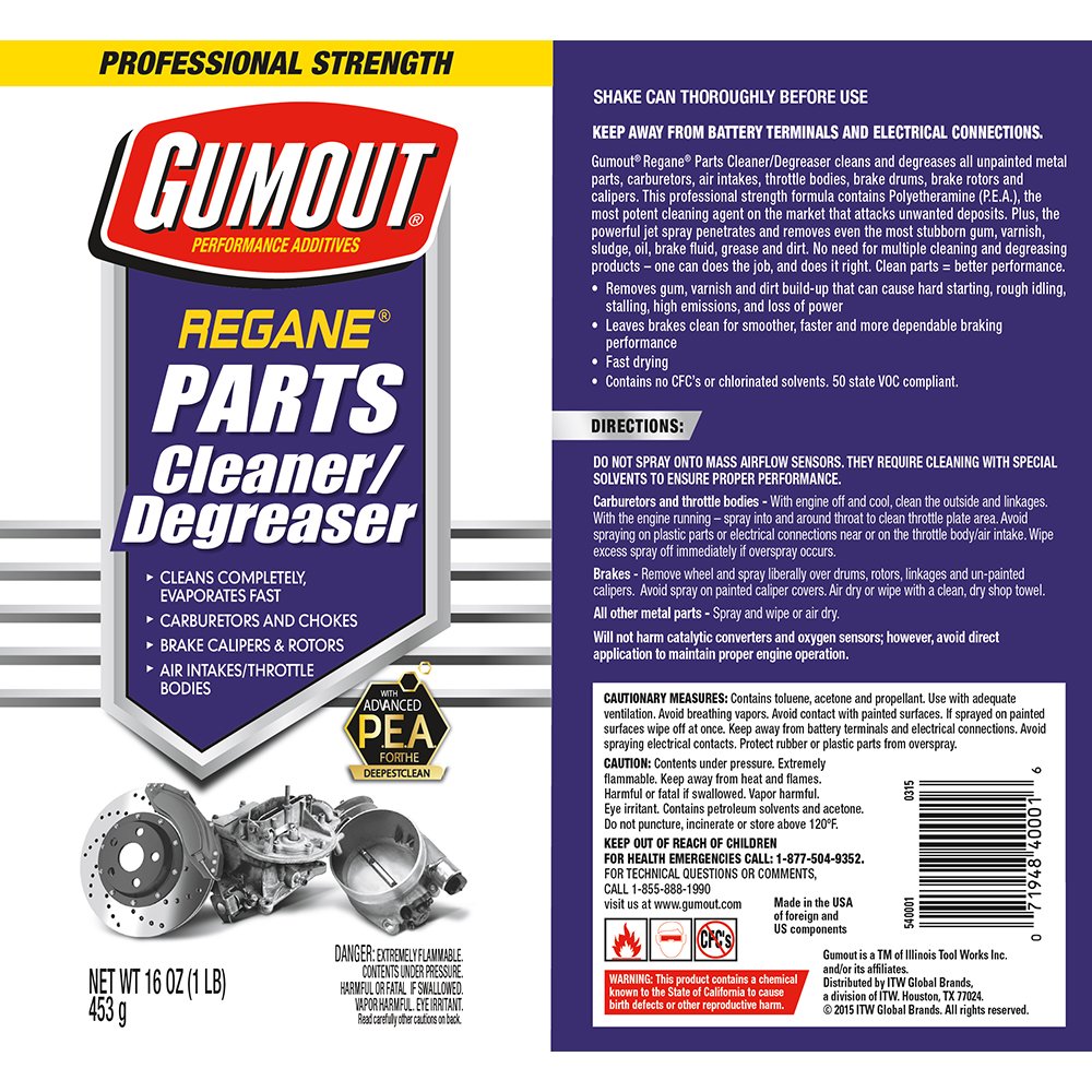 Gumout Regane 540001 Parts Cleaner and Degreaser, 15 oz.