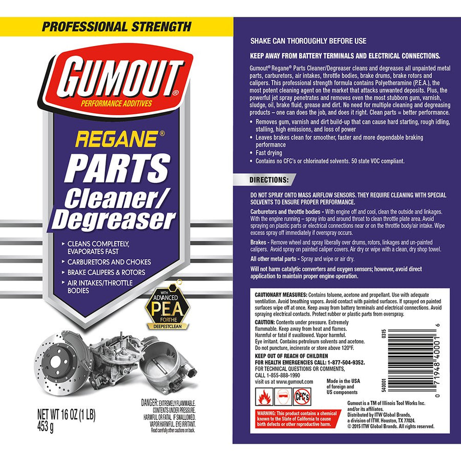 Gumout Regane 540001 Parts Cleaner and Degreaser, 15 oz.
