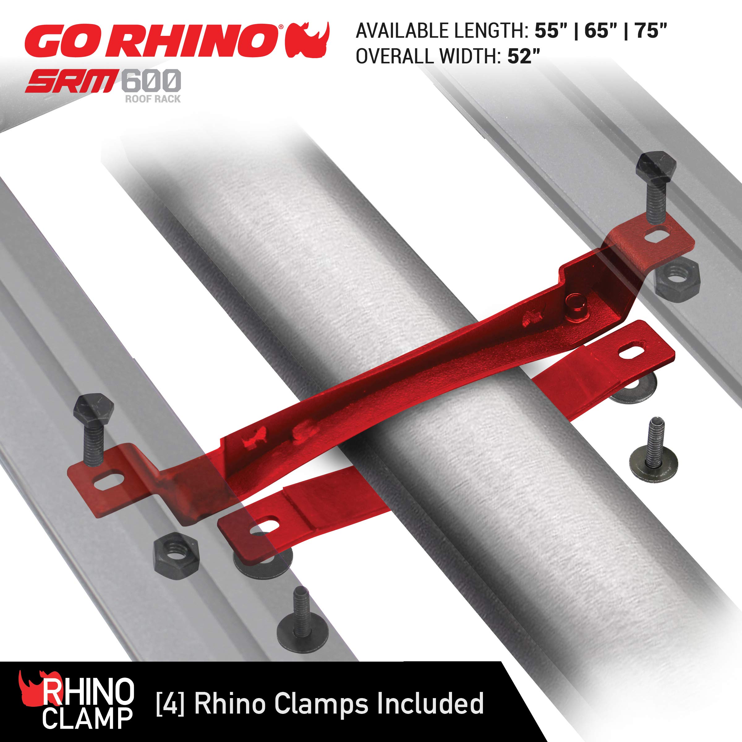 Go Rhino Roof Rack SRM 600 - Tubular Basket-Style Rack & Clamps | Aluminum, Textured Black, L: 55" x W: 52" | 5936055T