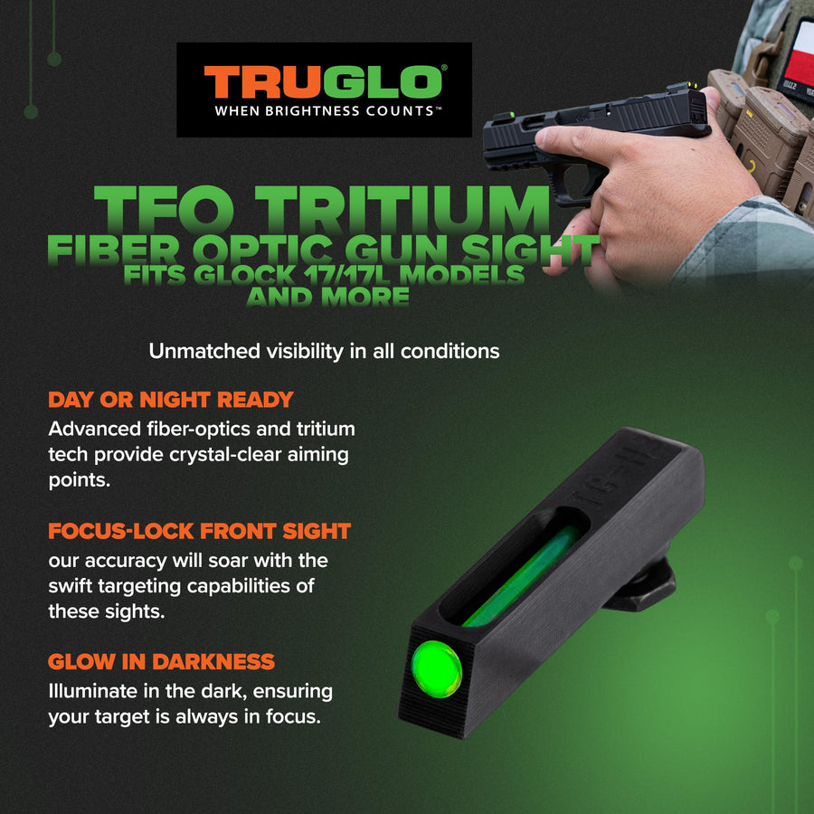Tritium TruGlo Fiber Optic Handgun Laser Sight Accessories Set with Rear Colors, Fits Glock 17/17L, 19, 22, 23, 24 Models and More, Yellow Light