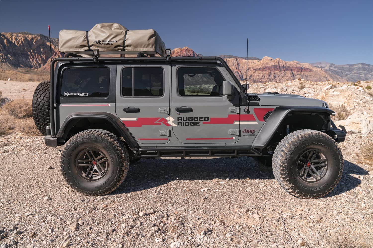 Sherpa Roof Rack Rugged Ridge for Jeep Wrangler JLU | Low-Profile Design, 2 Fixed Crossbars, No Drill Installation | 11703.23 | Fits 2018-2025 Jeep Wrangler JLU 4-Door
