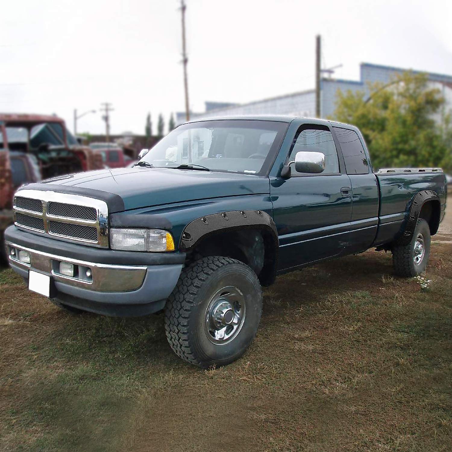 Spec-D Tuning Pocket Style 4PC Front + Rear Rugged Texture Fender Flares Compatible with 1994-2001 Dodge Ram 1500 2500 3500