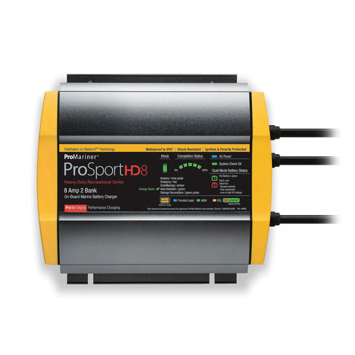 ProSport HD Waterproof Marine Battery Charger ProMariner, 8 Amp, 2 Bank