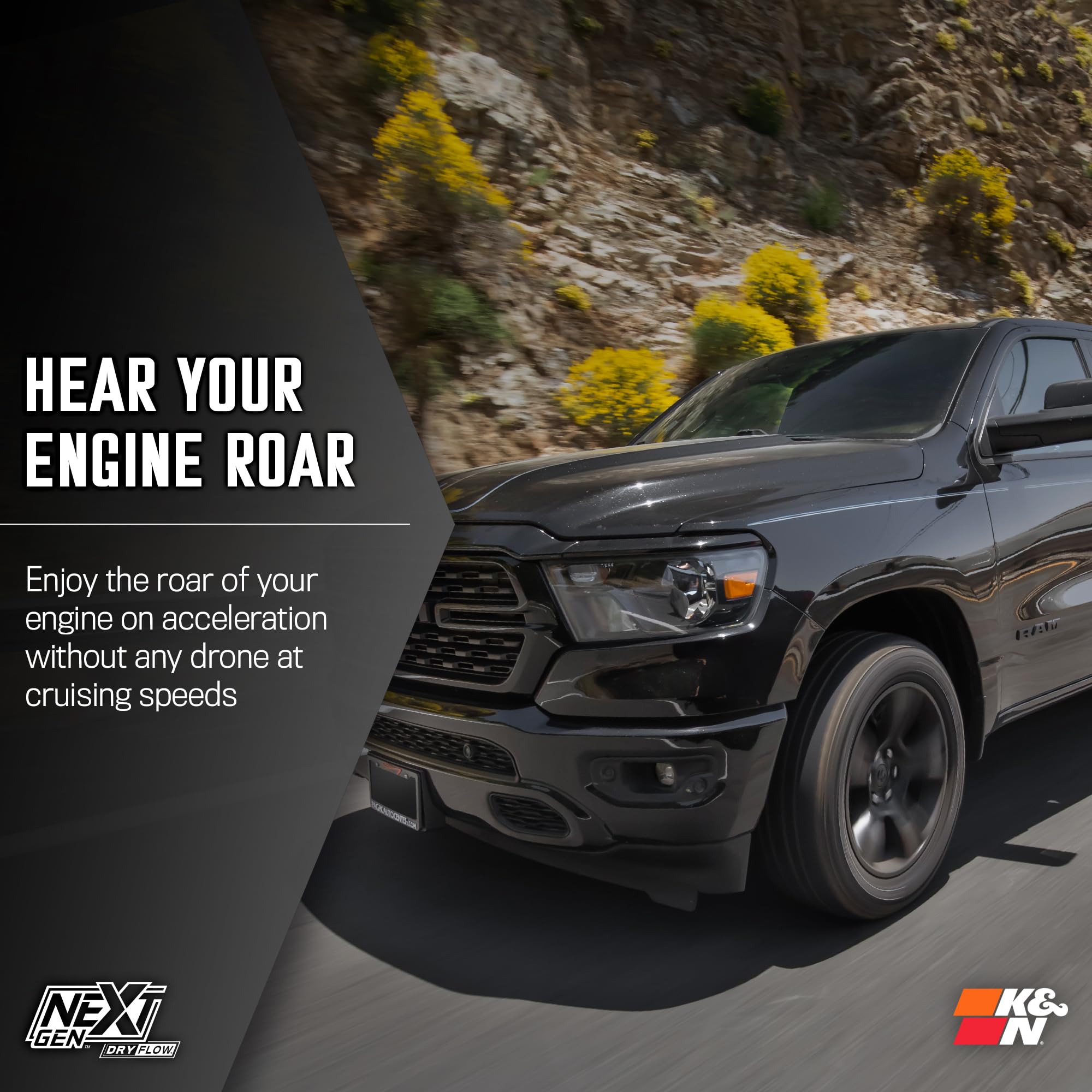 NextGen K&N Cold Air Intake System: Dry-Flow Cotton Filter: Compatible with 2013-2024 RAM 1500, 1500 Classic; 50-1564D