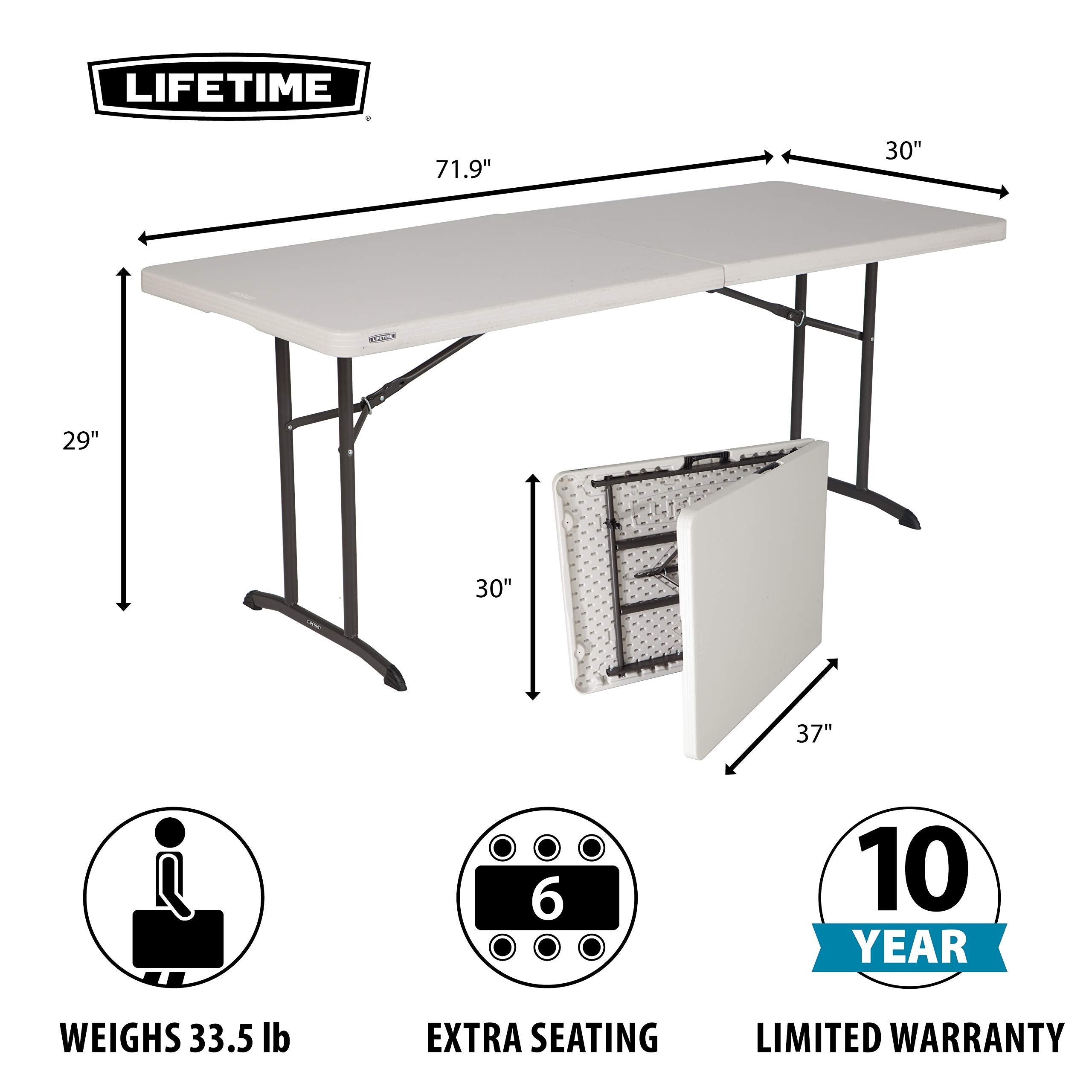 Commercial LIFETIME Fold-in-Half Table, 6-Foot, Almond