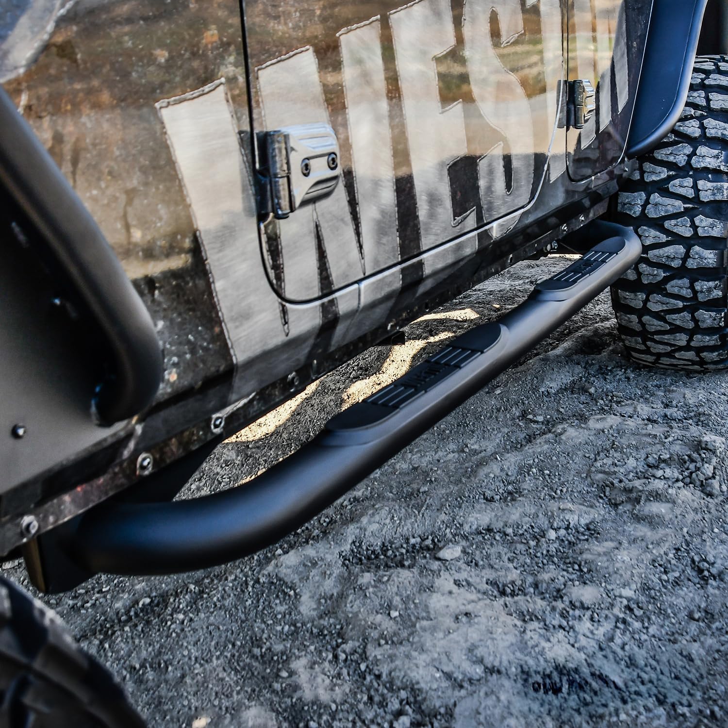 Westin E-Series 23-4065 3 Round Nerf Bars fits 2018-2025 Wrangler JL Unlimited 4Door Textured Black Pair