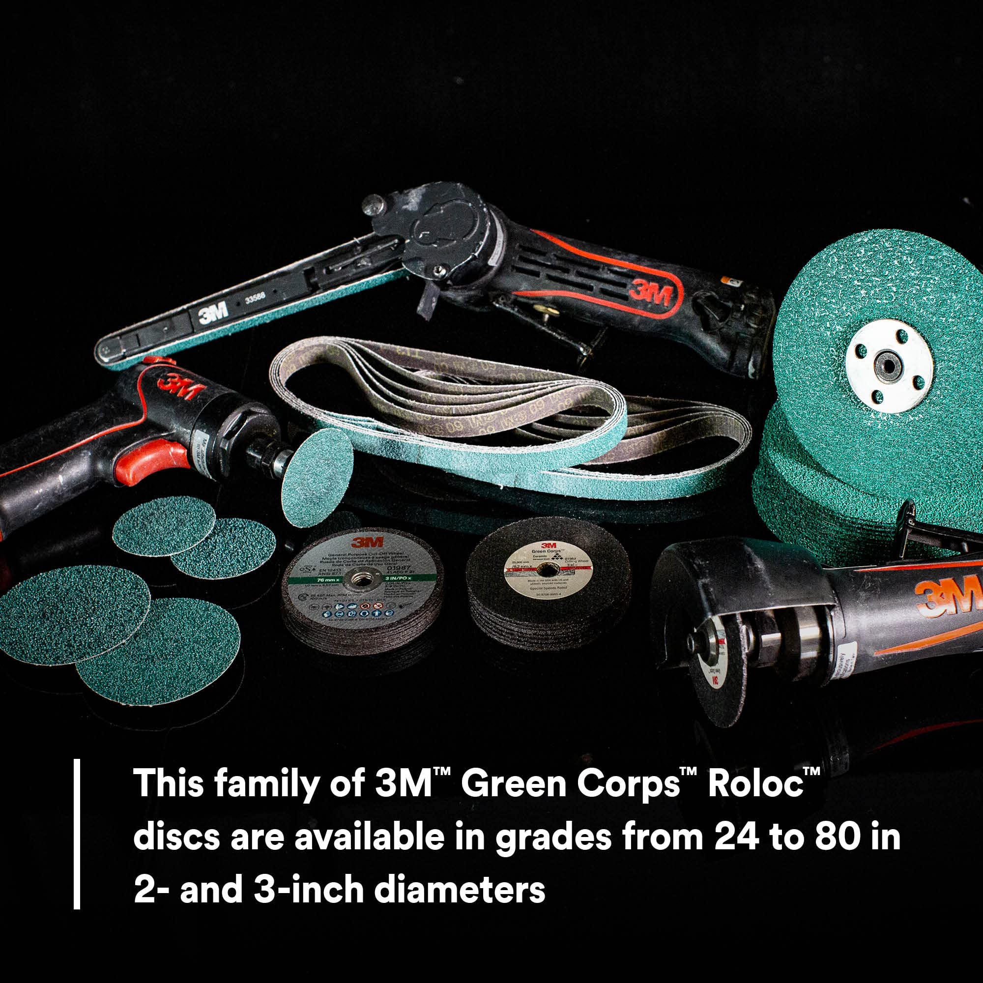 3M Roloc Green Corps Disc 36526, 60 Grit, Quick Change, Heavy Duty, Grinding, Coating Removal, 2 in, 25 Discs/Carton