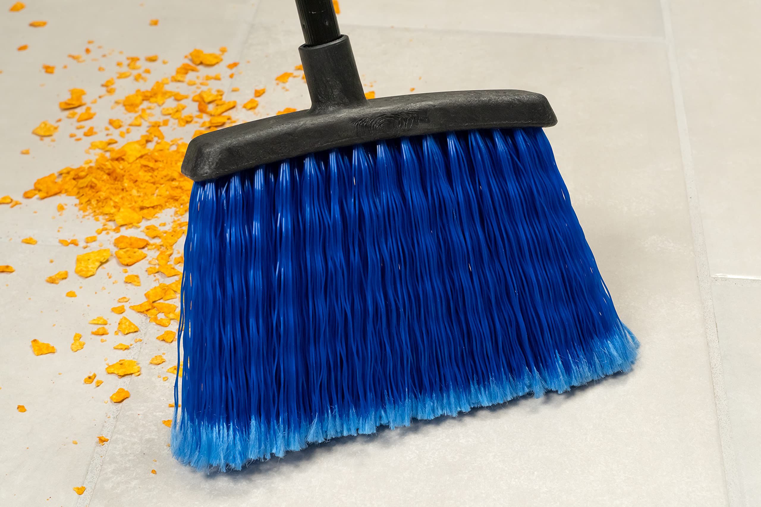 Duo-Sweep Carlisle FoodService Products, Flagged Angled Warehouse Broom with Handle, 48 Inches, Blue