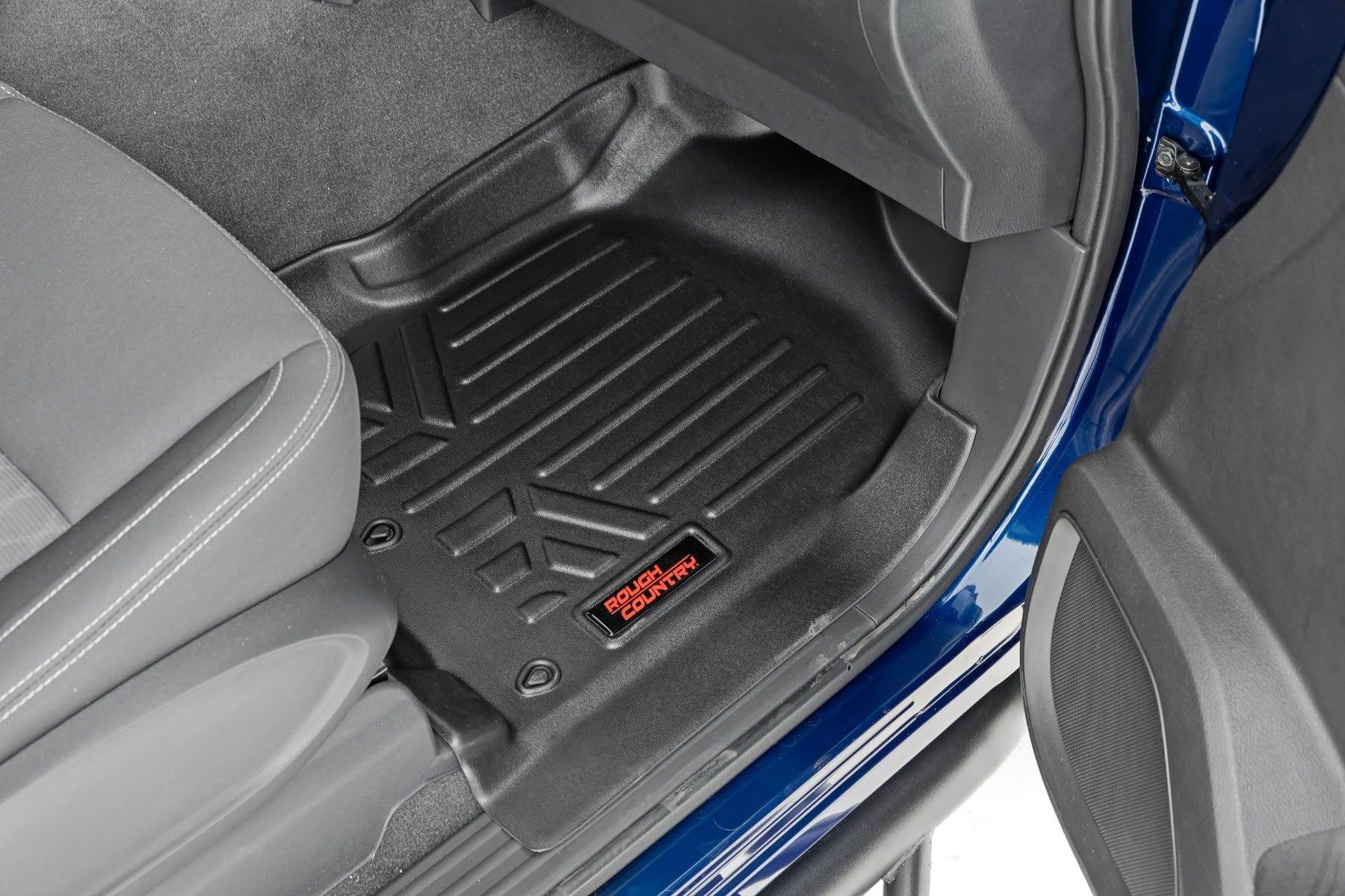 Rough Country Front & Rear Floor Armor Mats for Nissan Titan (2017–2024) & Titan XD (2016–2024) Crew Cab w/Front Bucket Seats - All-Weather Protection, Spill Saver Lip