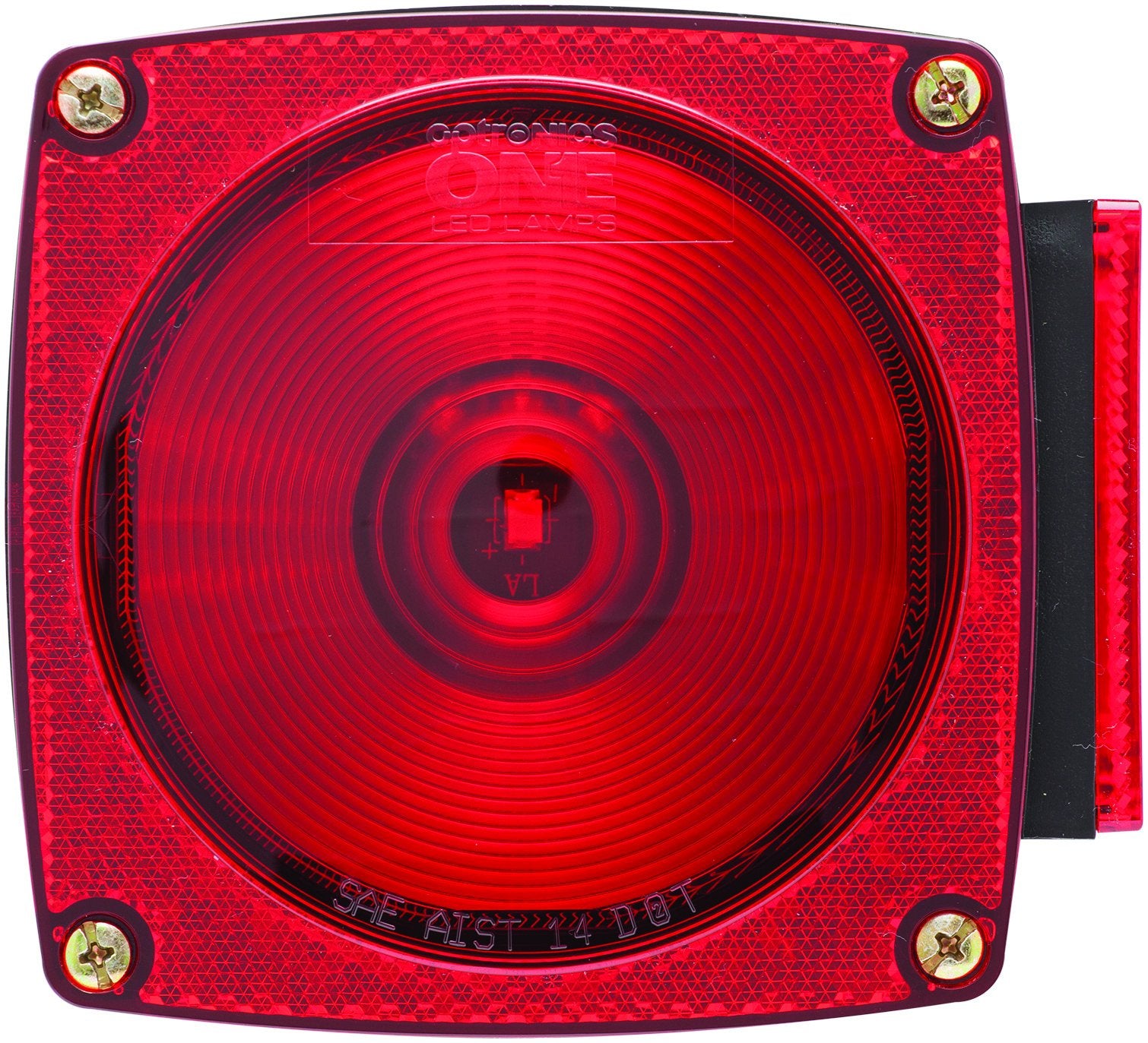 Optronics ON1E LED Lamp Right Hand 4-3/4" Square Red Under 80" Stud Mont Stop, Tail & Turn Light for Trailers