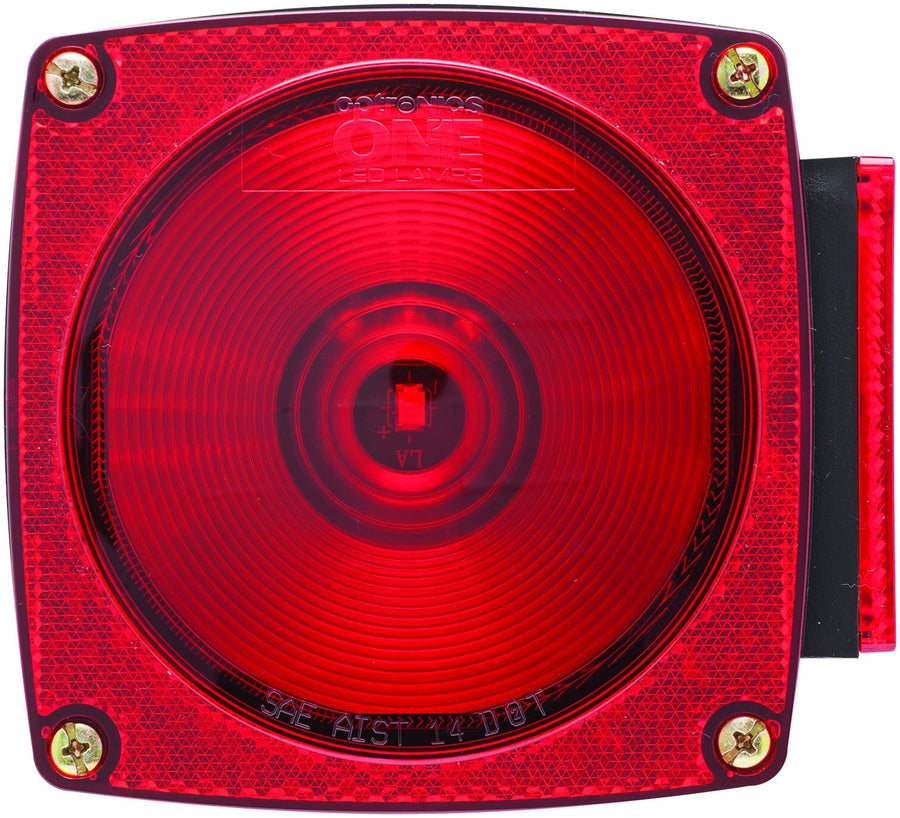 Optronics ON1E LED Lamp Right Hand 4-3/4" Square Red Under 80" Stud Mont Stop, Tail & Turn Light for Trailers