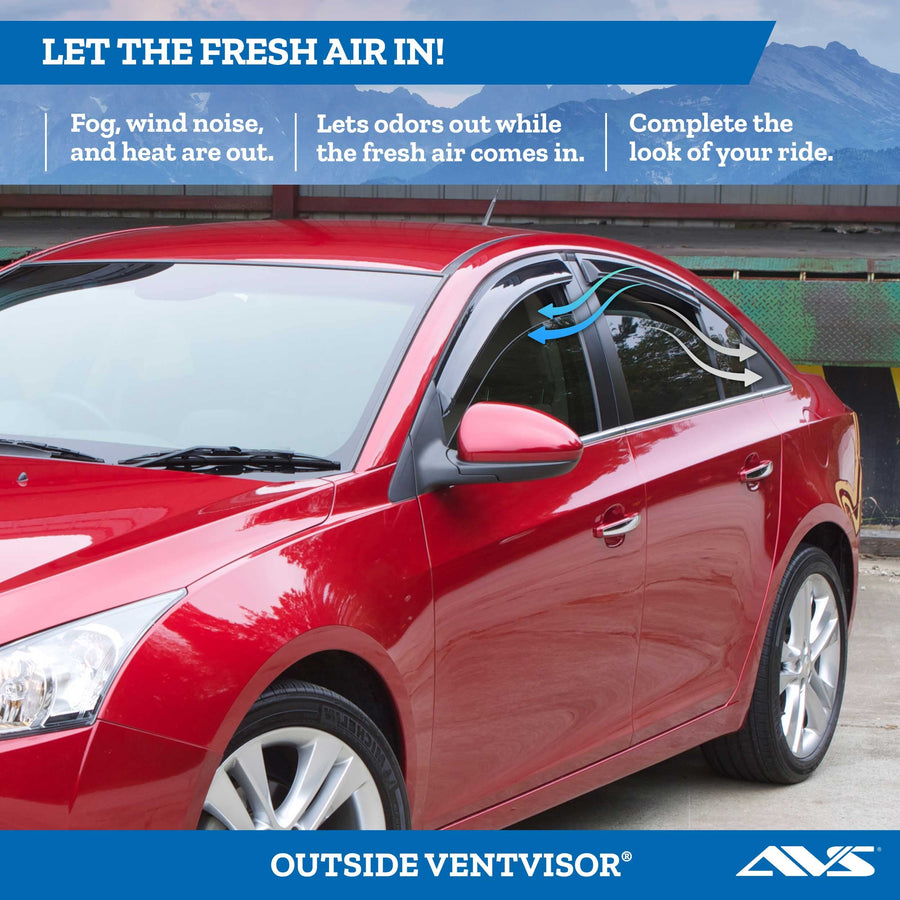 Auto Ventshade Outside Mount Rain Guards for 2003 - 2008 Toyota Corolla | Window Vent Visors, 4 pcs. - Smoke | 94620
