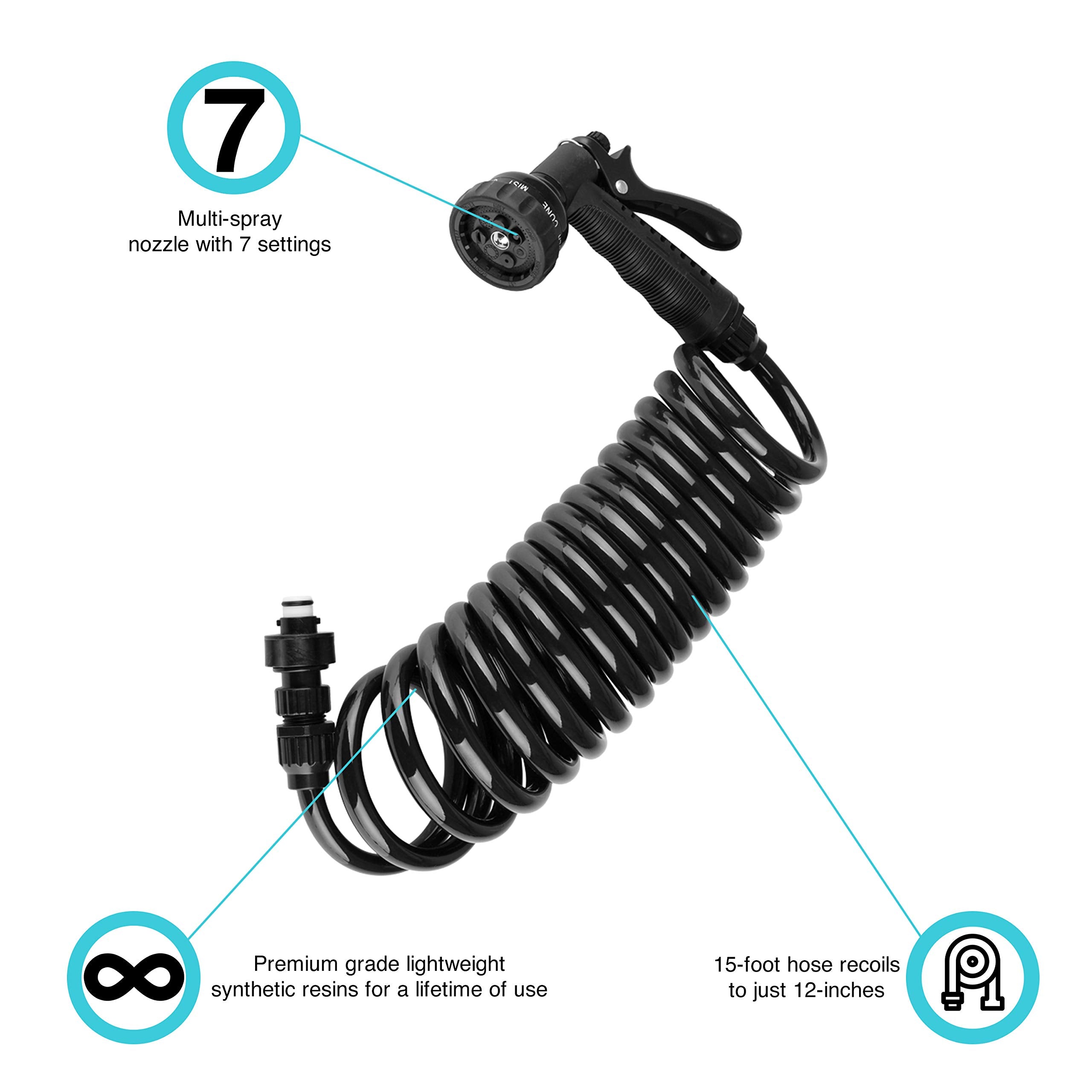 Dura Faucet DF-SA189-BK Quick Connect RV Exterior Detachable Sprayer, Hose, Port, and Spray Box Kit (Black)