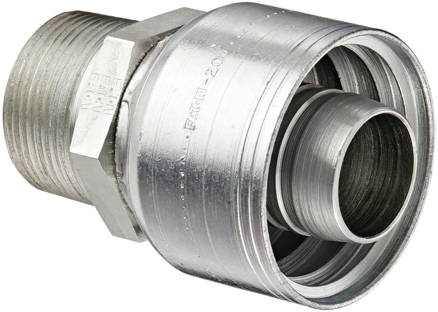 Eaton Weatherhead 20Z-120 WeatherGRIP Low Carbon Steel Hose Crimp Fitting, Straight Rigid, SAE 20 Hose Size x 1-1/4"" NPT Male