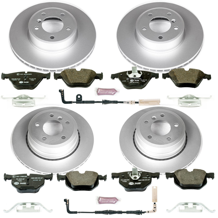 Power Stop ESK5439 Euro-Stop Front & Rear Brake Kit and 1 Front & 1 Rear Sensor Wires For BMW 525xi, BMW 5, BMW 528i xDrive, BMW 5, BMW 530xi, BMW 535i xDrive, BMW 5 [Model Specific]