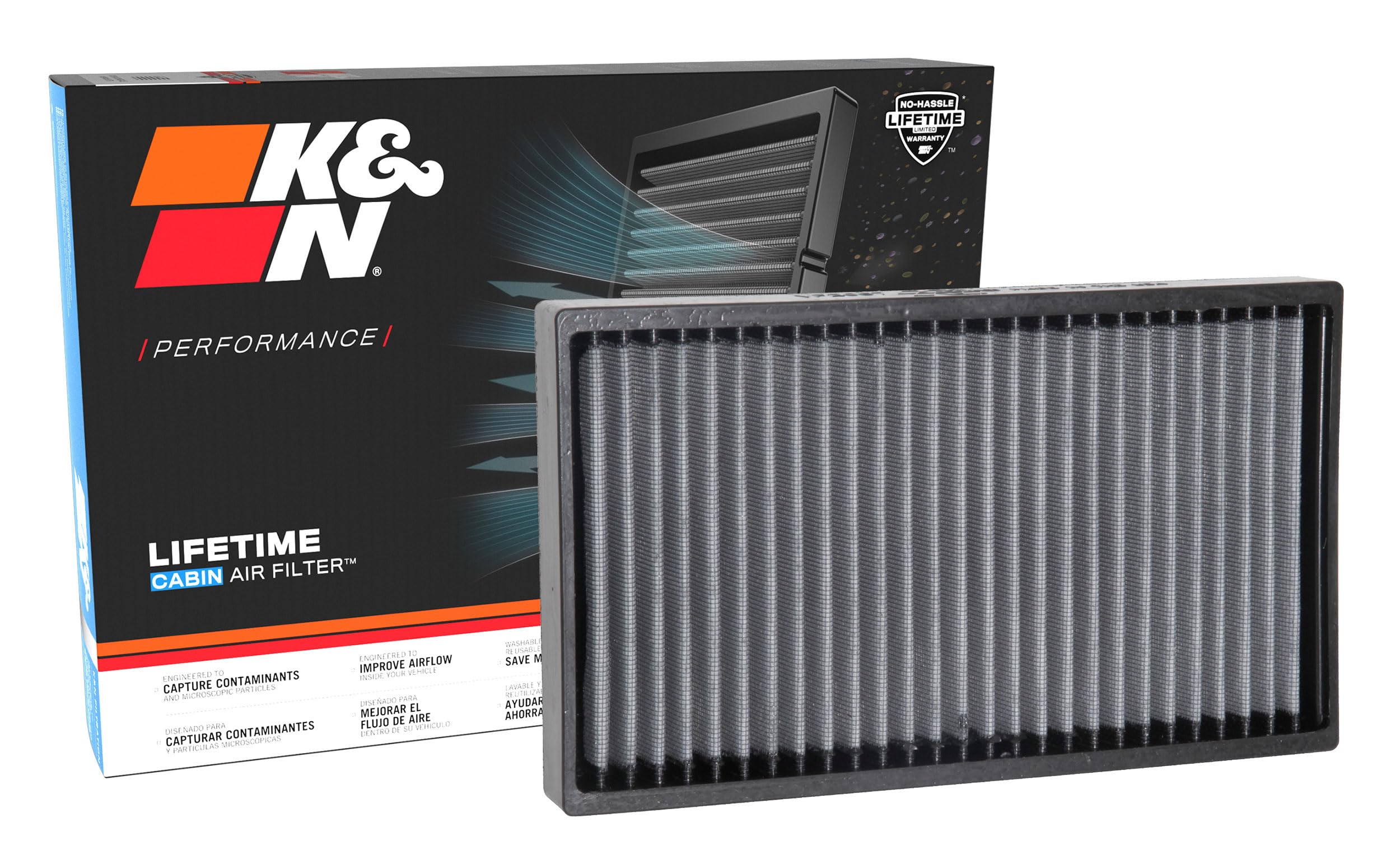 Cabin Air Filter K&N LIFETIME: Premium, Washable, Clean Air for your Cabin: Compatible with 2014-2024 Maserati: Ghibli, Levante, Quarttroporte, VF2067