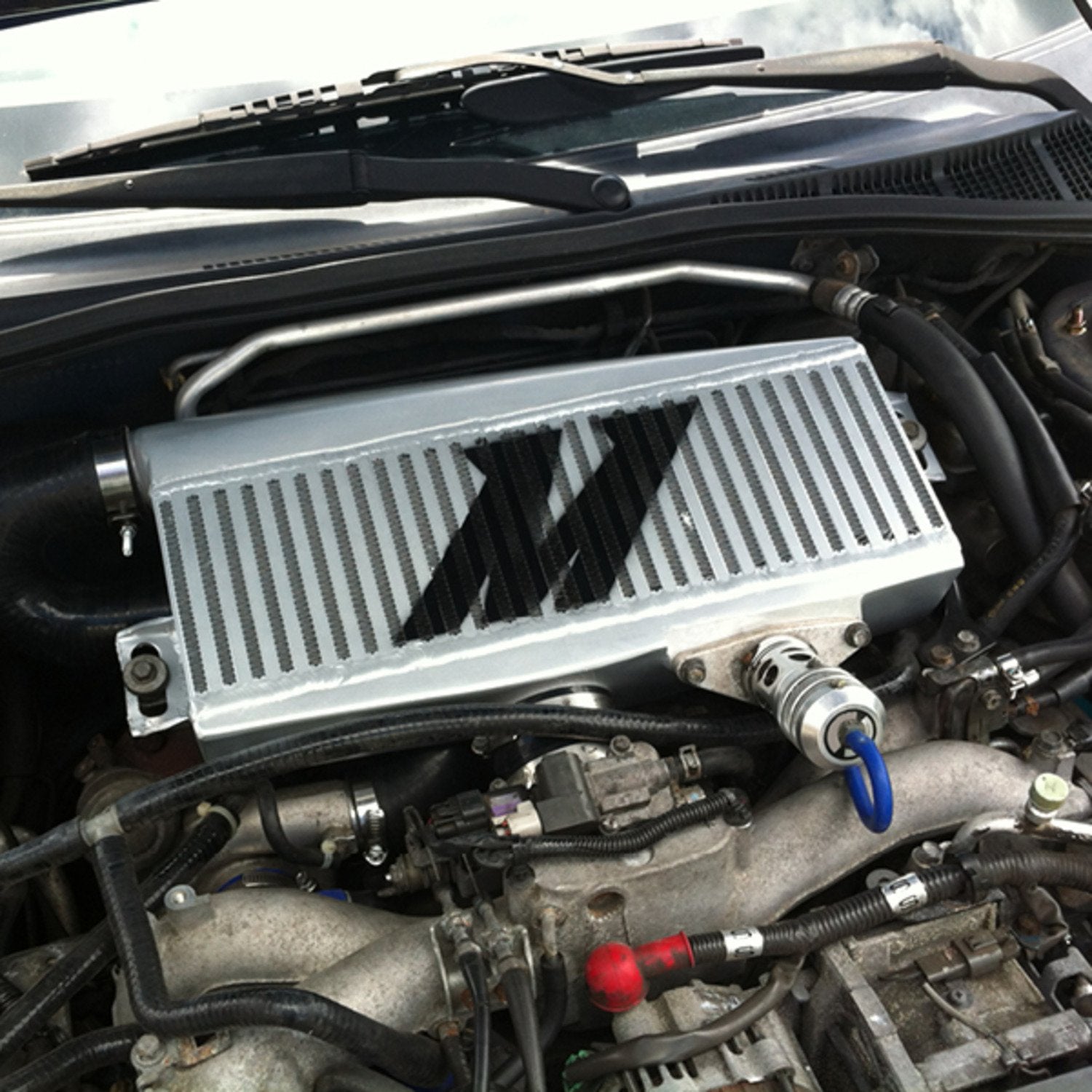 Mishimoto Top-Mount Intercooler MMTMIC-WRX-01BKBK Compatible With Subaru WRX/STI 2001-2007 Black, Black