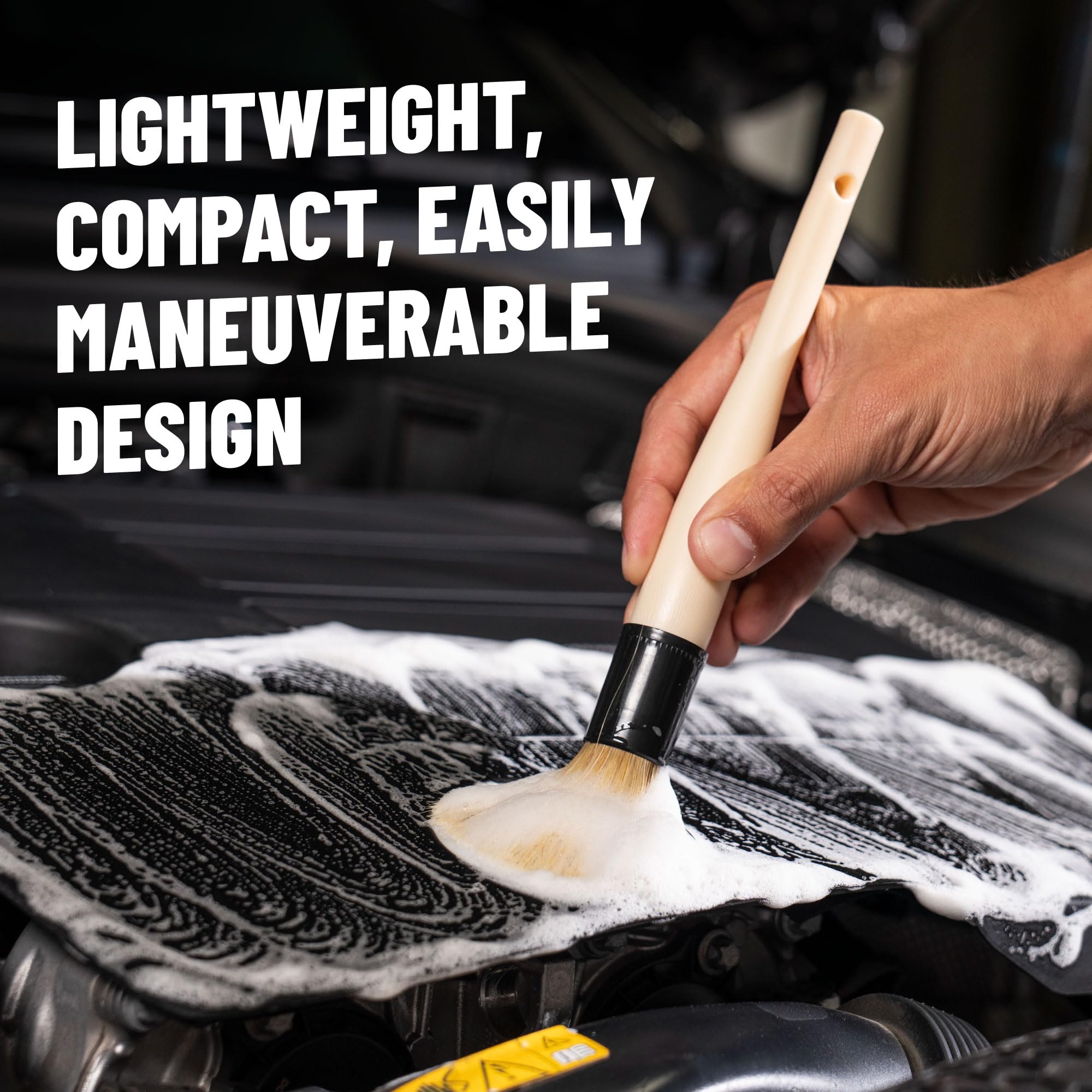 Boars Hair Detailing Brush Chemical Guys - Gentle Scratch-Free Cleaning for Wheels, Grilles, Emblems, and Interior Surfaces - Versatile Multi-Purpose Auto Detailing Brush for Deep Cleaning - Acc_S90