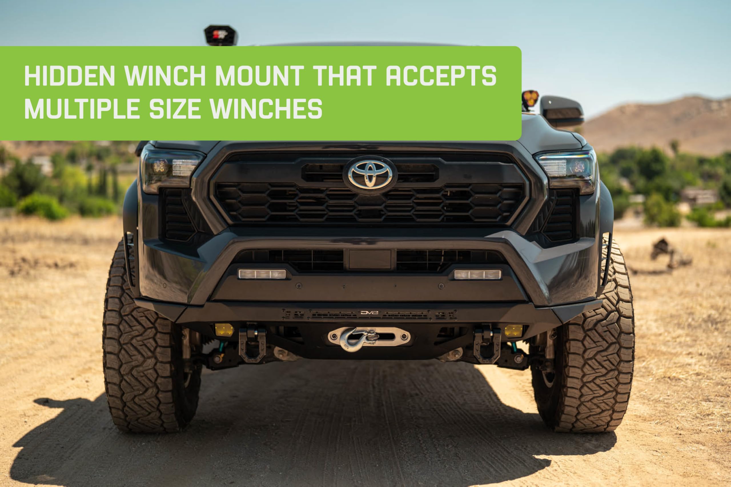 Offroad DV8 Spec Series Front Bumper for 2024-2025 Toyota Tacoma | High-Clearance Design | Heavy-Duty Winch Mount | 20" Light Bar Mount | Pair of D-Ring Mounts | (2) 3" Pod Light Mounts | Steel