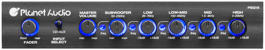 5 Band Planet Audio PEQ15 Car Stereo Equalizer - Half Din, Subwoofer Output with Adjustable Filter, Fixed Bands, Remote Subwoofer Control