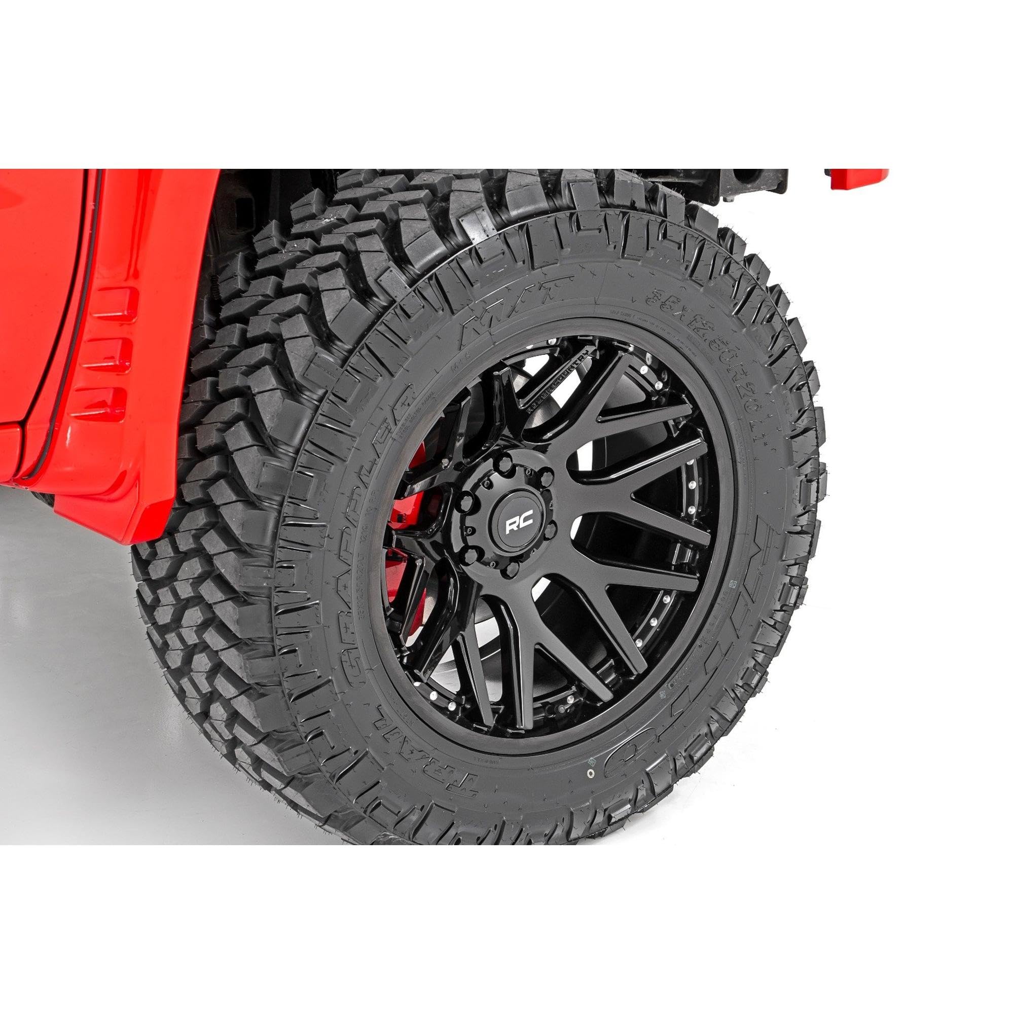 Rough Country One-Piece 95 Series Aluminum Wheel - 20x10, 6x5.5' Bolt Pattern, 18mm Offset, Gloss Black for Jeeps, Trucks, SUV