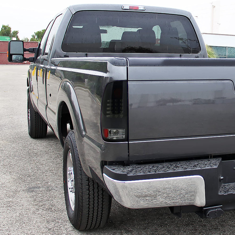 Black Smoke LED Tail Lights SPEC-D TUNING Compatible with 2008-2016 Ford SuperDuty F250 F350 F450 F550, Left + Right Pair Assembly