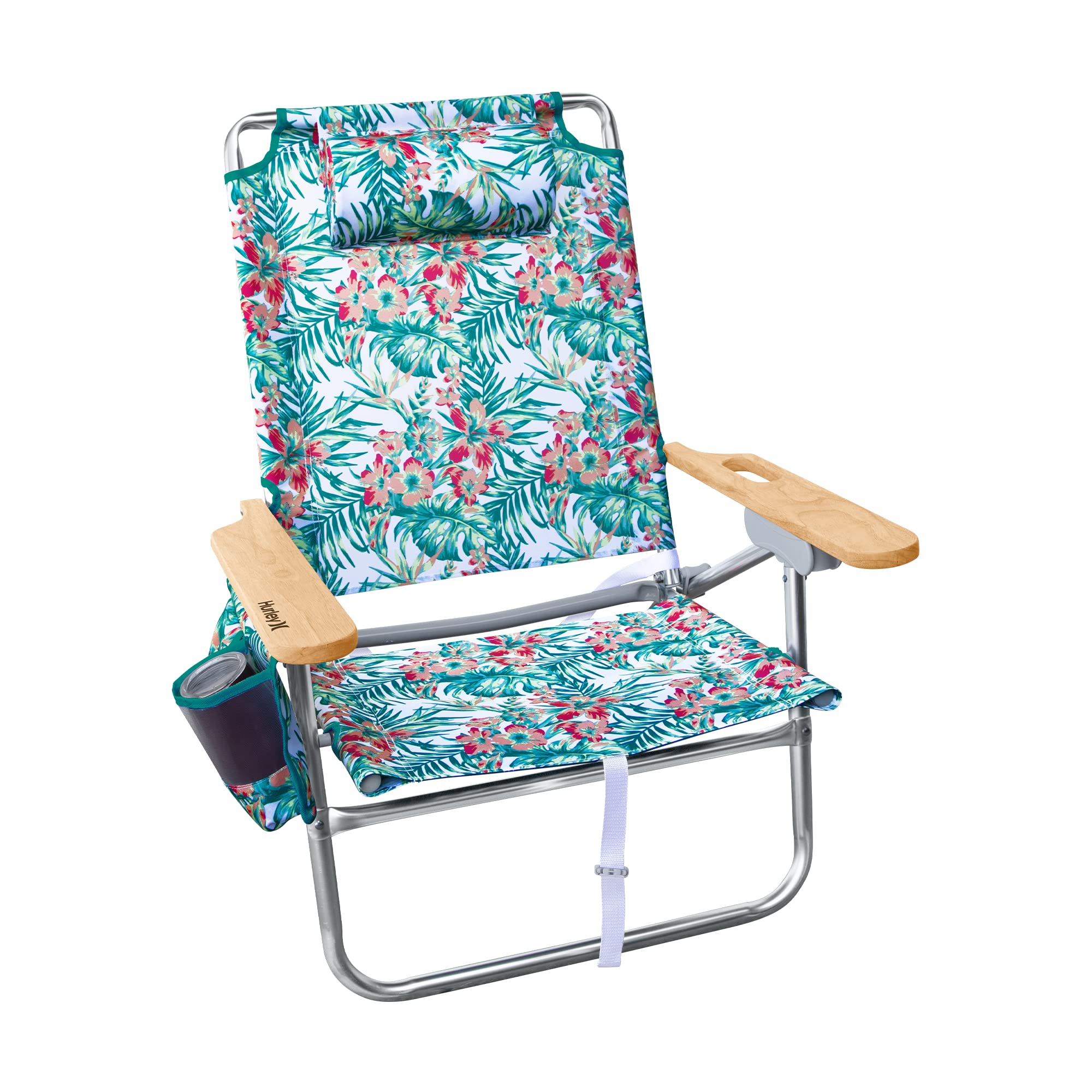 Hurley Beach Chair Mid-Height Wood Arm, One Size, Hawaiian Gardens White