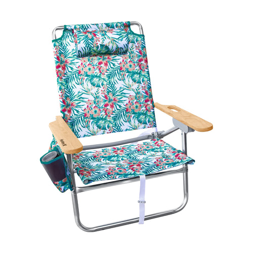 Hurley Beach Chair Mid-Height Wood Arm, One Size, Hawaiian Gardens White