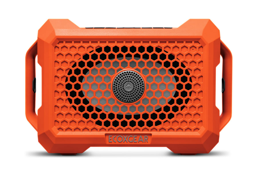 Outdoor ECOXGEAR Defender: Portable Bluetooth Speaker, 121dB Massive Sound, Waterproof and Drop Proof, with LED Party Lights, Pair up to 100, 25+ Hours Playtime (Blaze Orange)