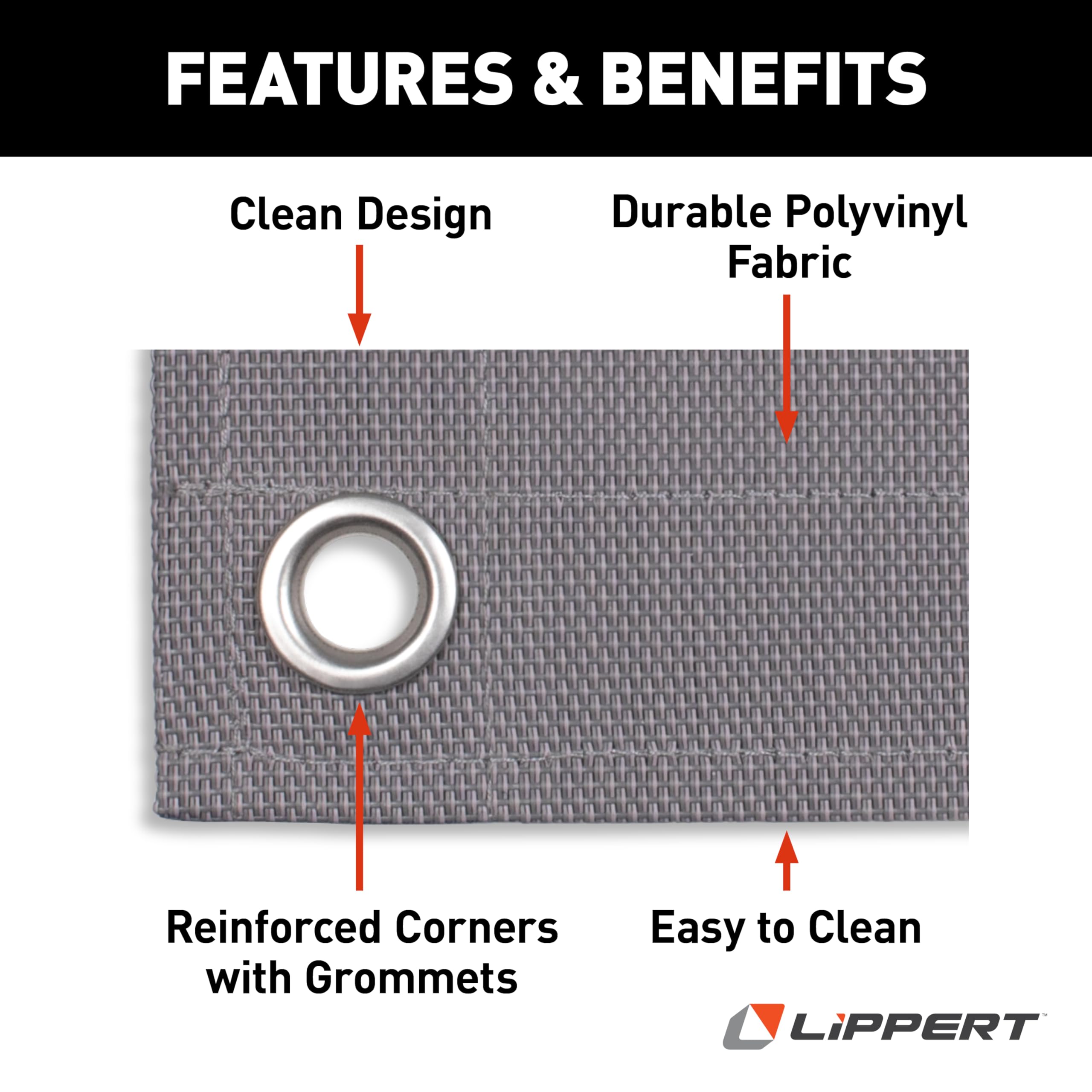 Outdoor Lippert Patio Rug - Gray, 8' x 20'