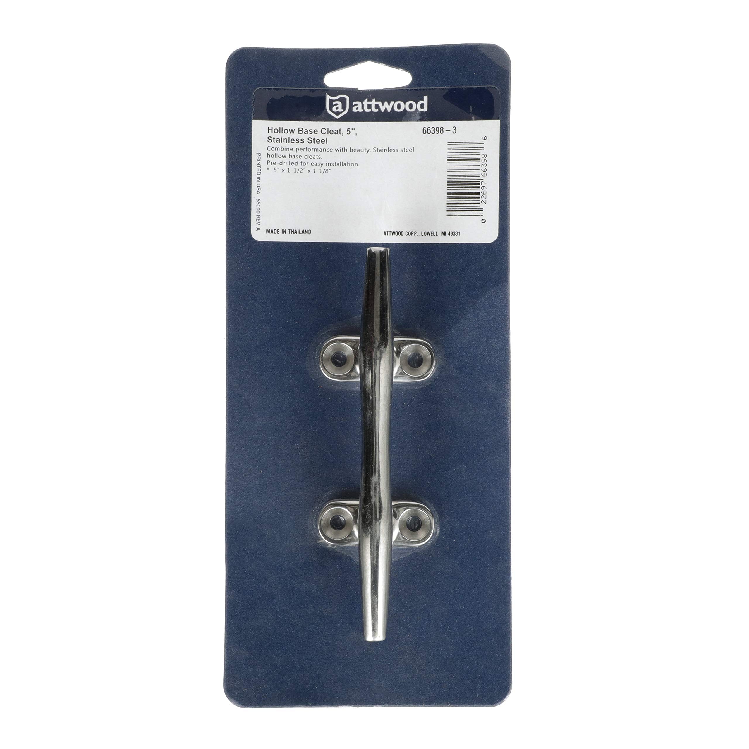 Herreshoff Cleat Attwood 66398-3 — 5-in. Long, 316 Stainless Steel, Pre-Drilled for Four (4) #10 Fasteners (Not Included)