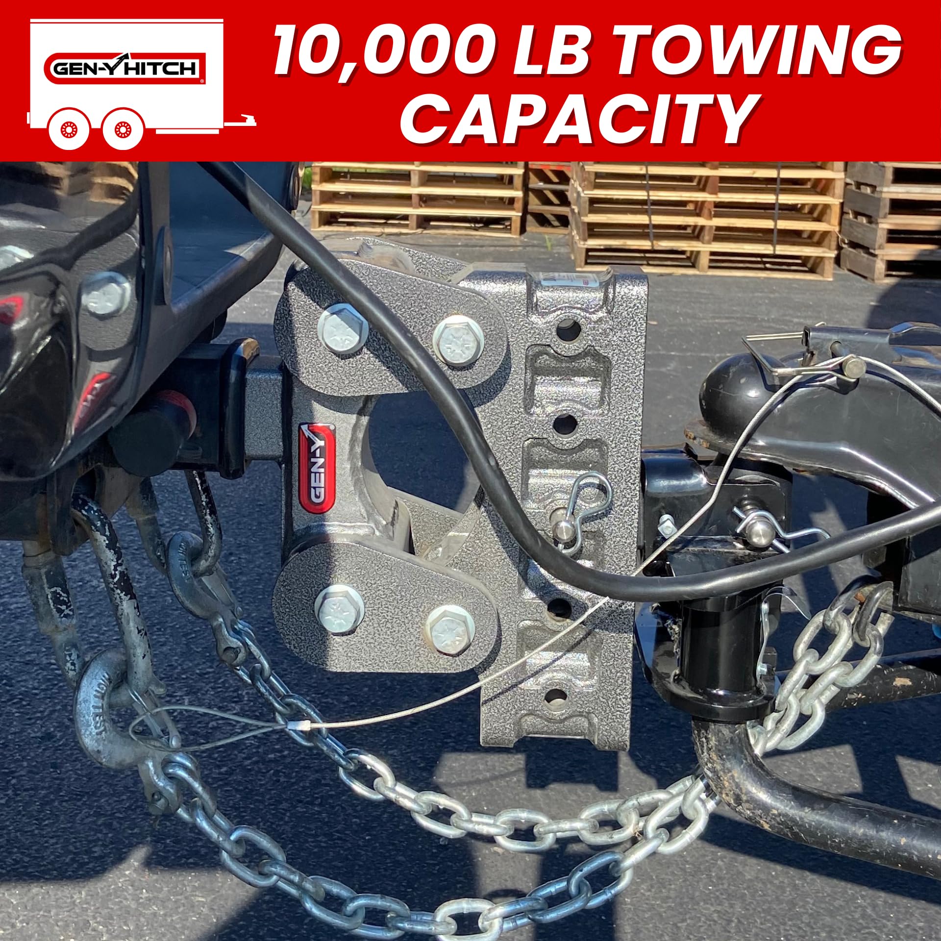 GEN-Y Heavy Duty Hitch Tow for 2.5" Receiver - 7.5" Drop/Rise with 5 Adjustable Positions, Includes Dual Ball Mount, Pintle Lock and Pins, 10,000 lbs Towing Capacity, 1,100 lbs Tongue Weight