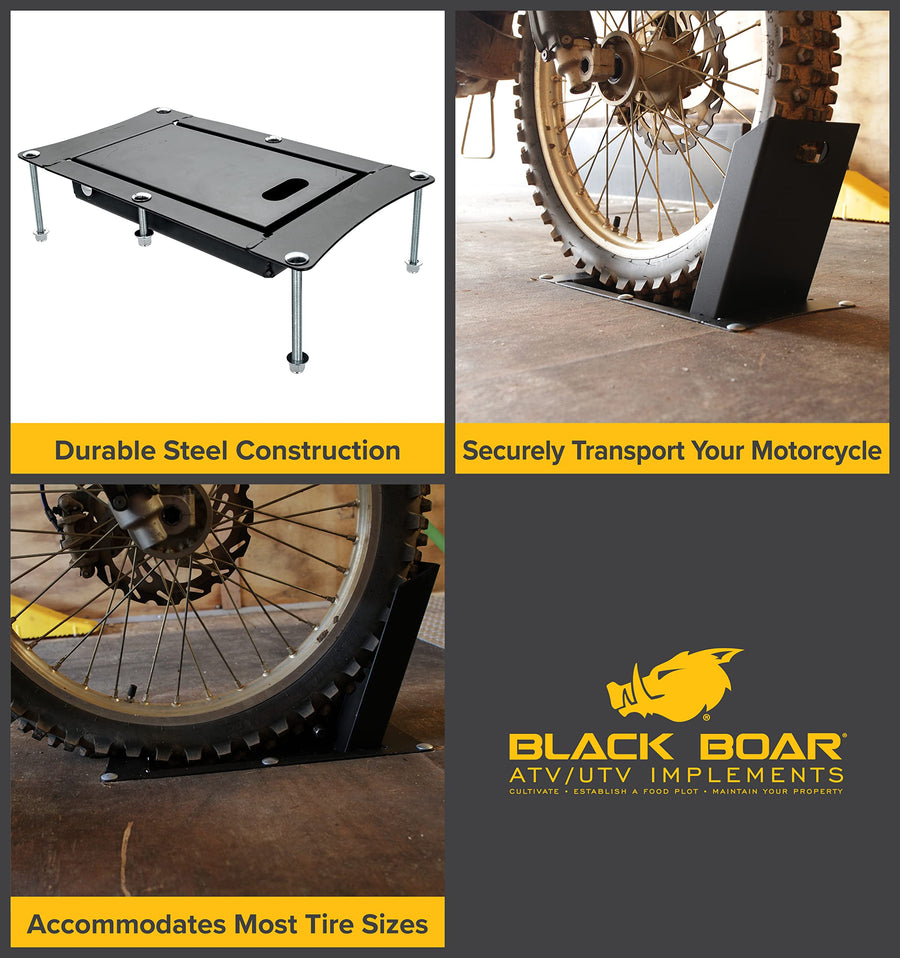 Recessed Camco Motorcycle Wheel Chock - Accommodates Most tire Sizes - Constructed of Powder-Coated Steel (66101)